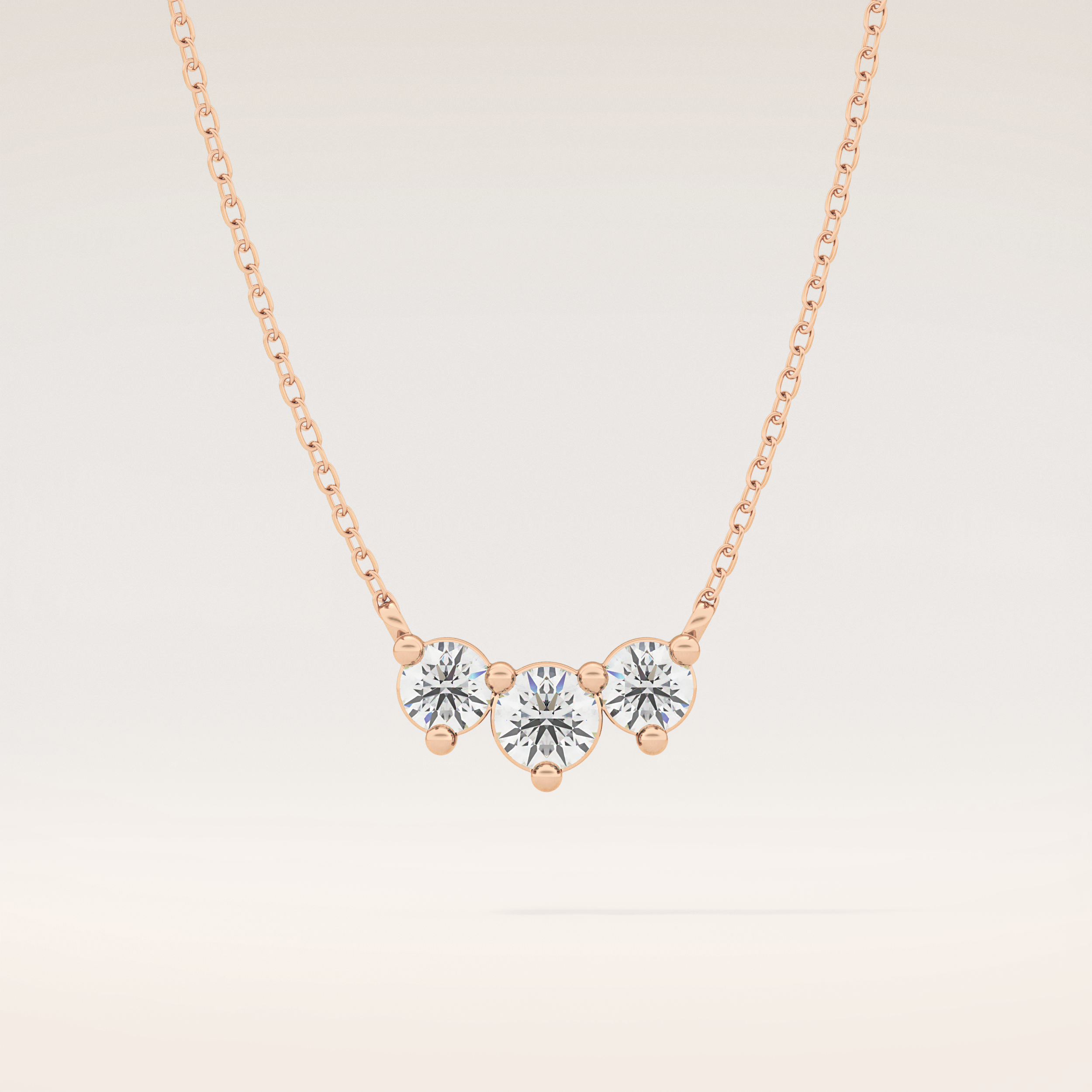 0.35 TCW Round Cut Moissanite Three Stone Necklace