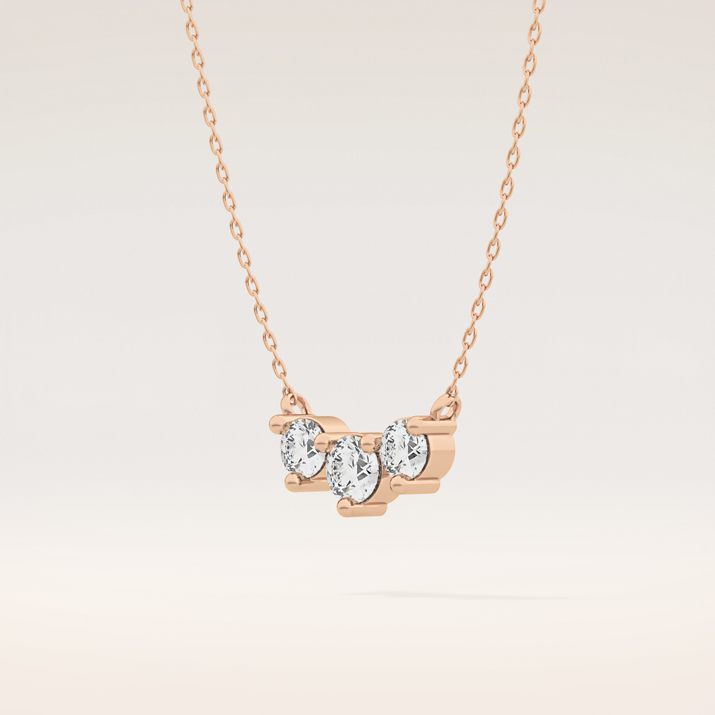 0.35 TCW Round Cut Moissanite Three Stone Necklace