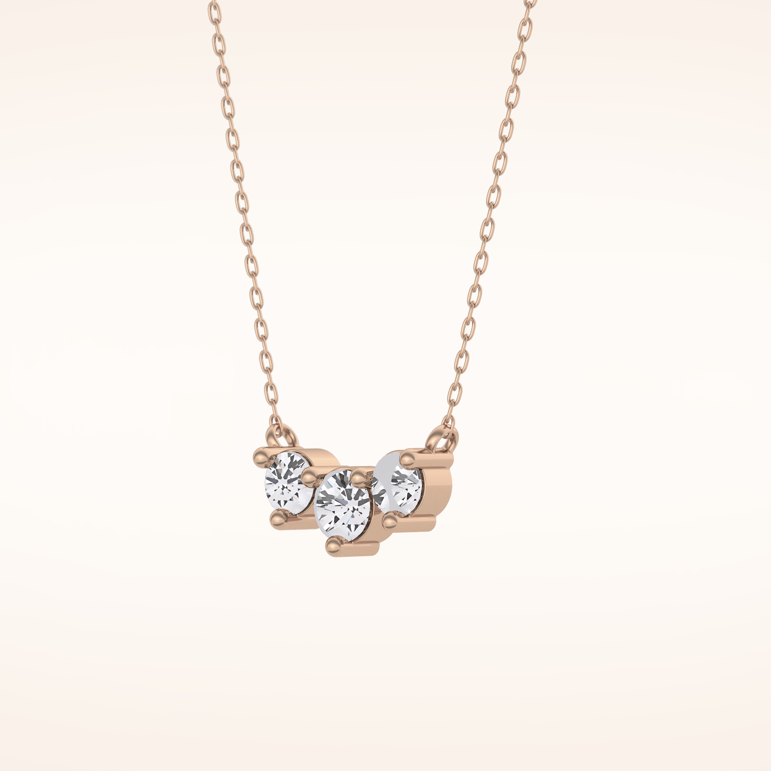 0.35 TCW Round Cut Moissanite Three Stone Necklace