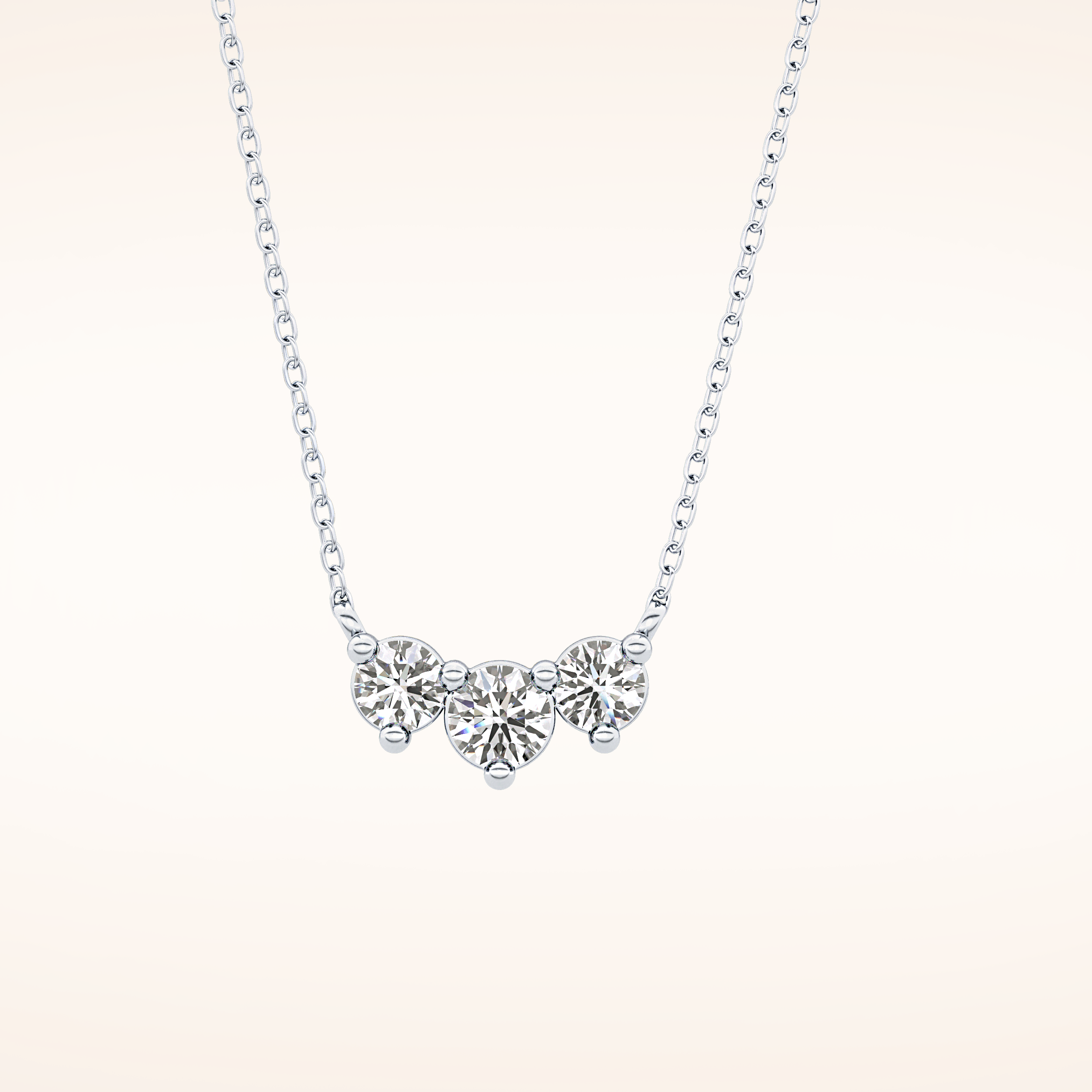 0.35 TCW Round Cut Moissanite Three Stone Necklace