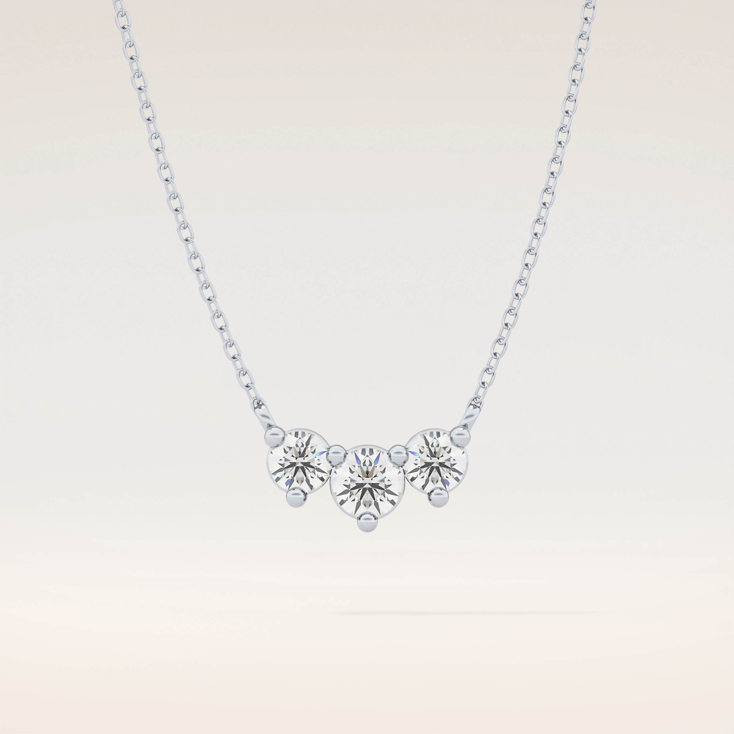 0.35 TCW Round Cut Moissanite Three Stone Necklace