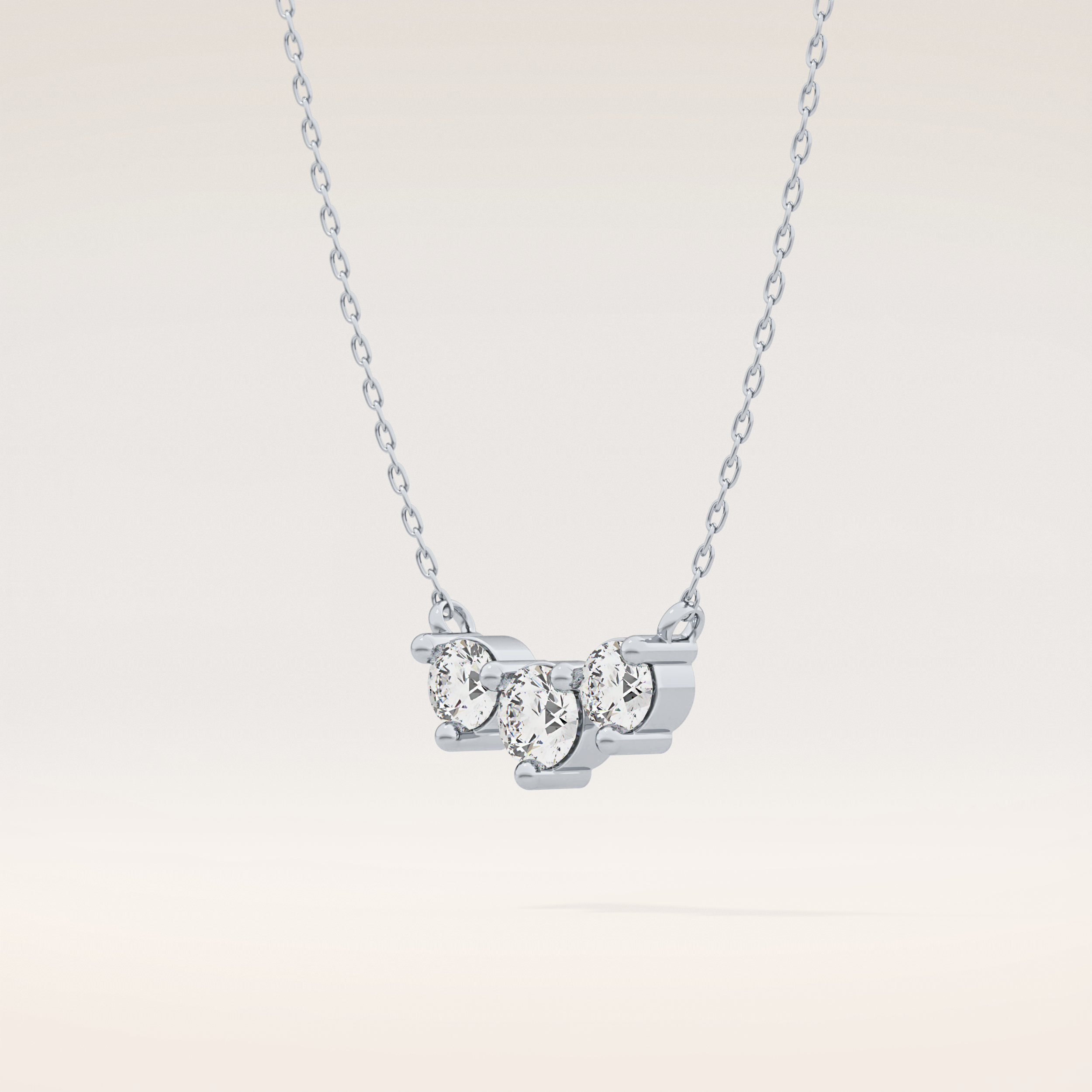 0.35 TCW Round Cut Moissanite Three Stone Necklace