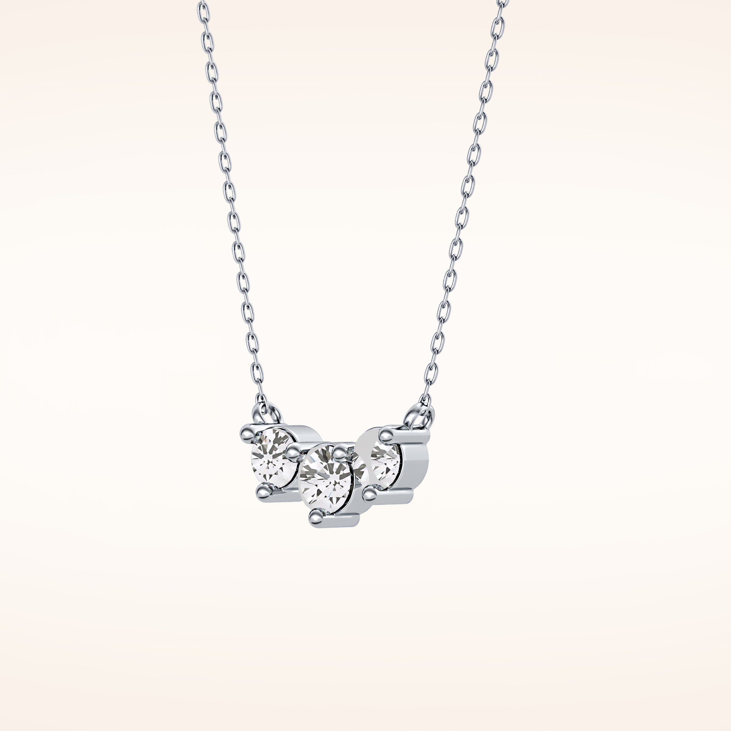 0.35 TCW Round Cut Moissanite Three Stone Necklace