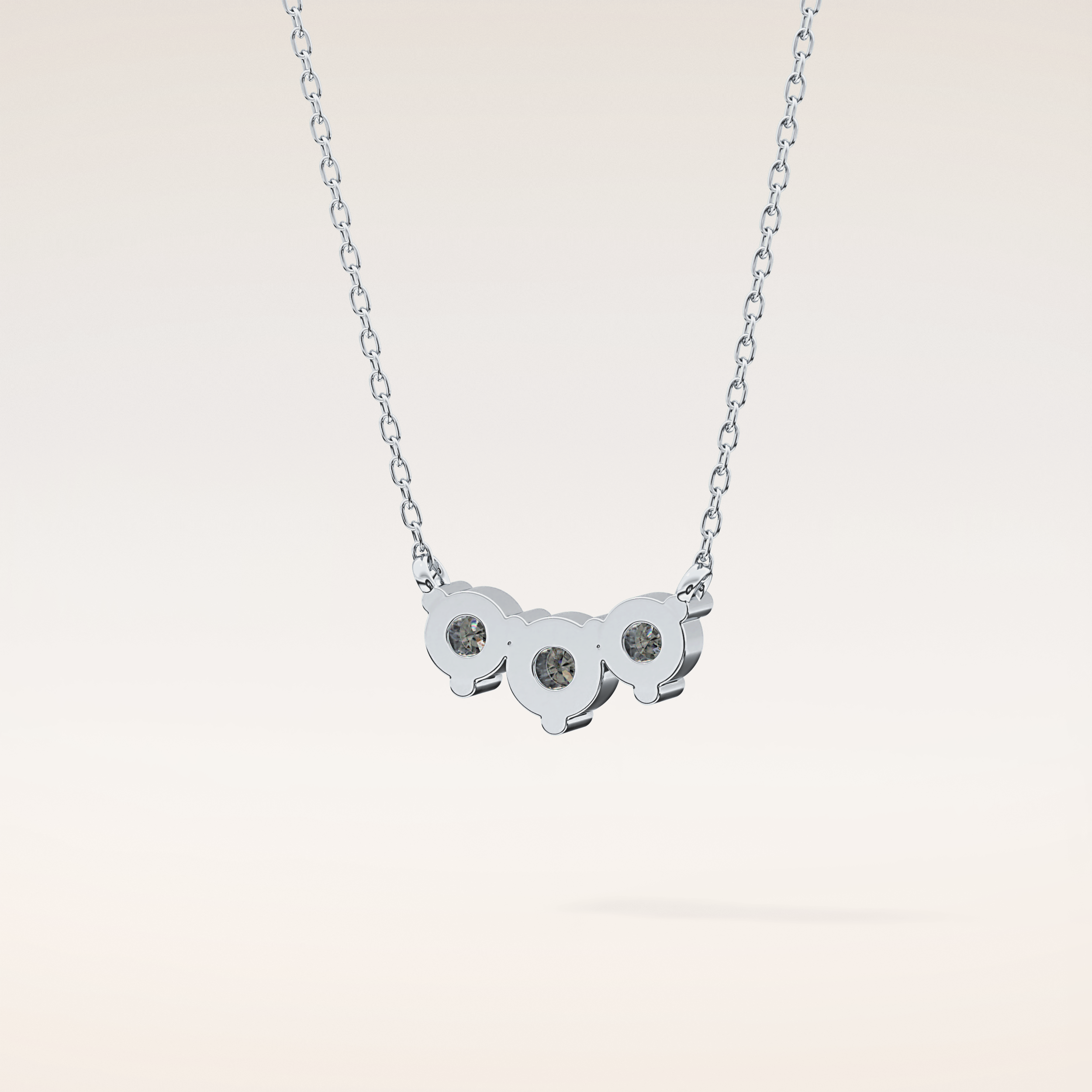 0.35 TCW Round Cut Moissanite Three Stone Necklace