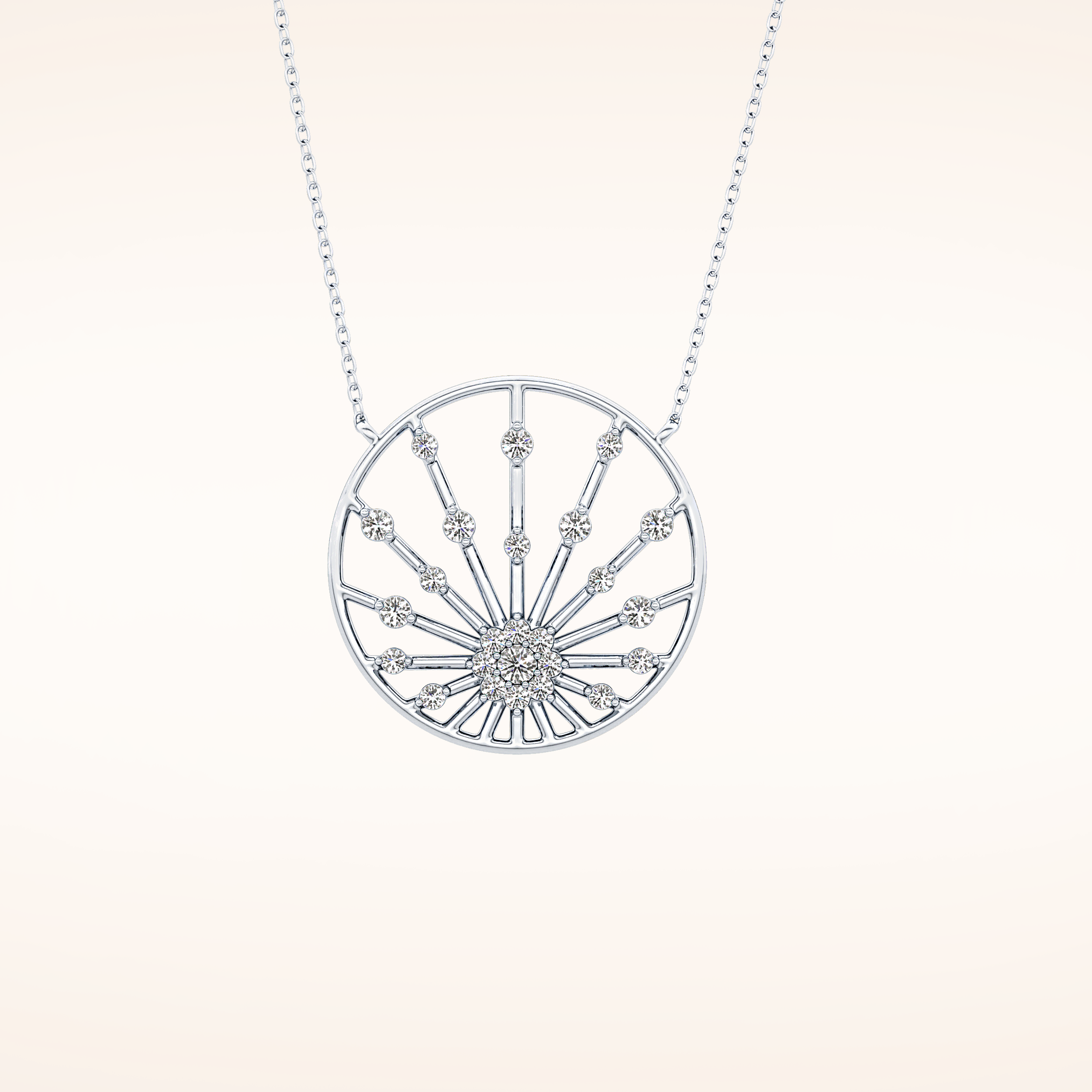 0.28 TCW Round Cut Moissanite Sunrise Necklace