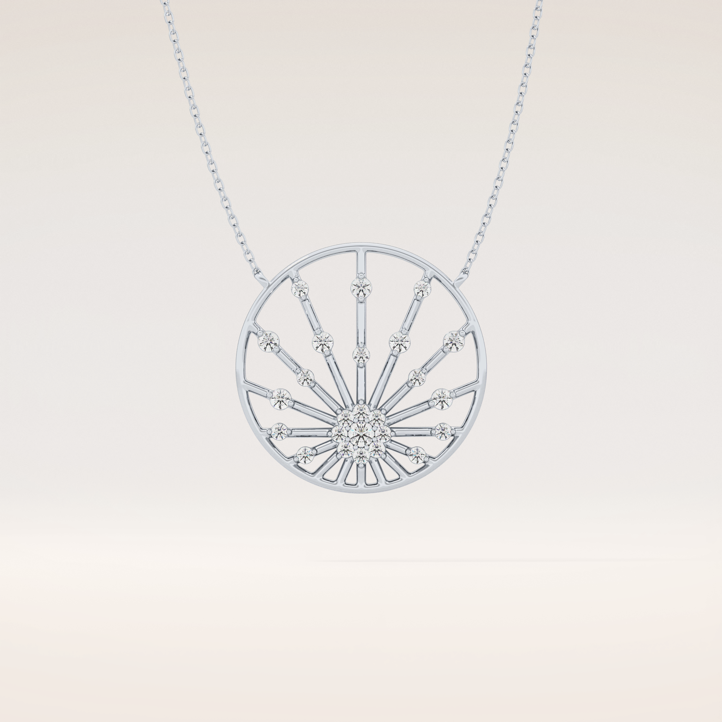 0.28 TCW Round Cut Moissanite Sunrise Necklace