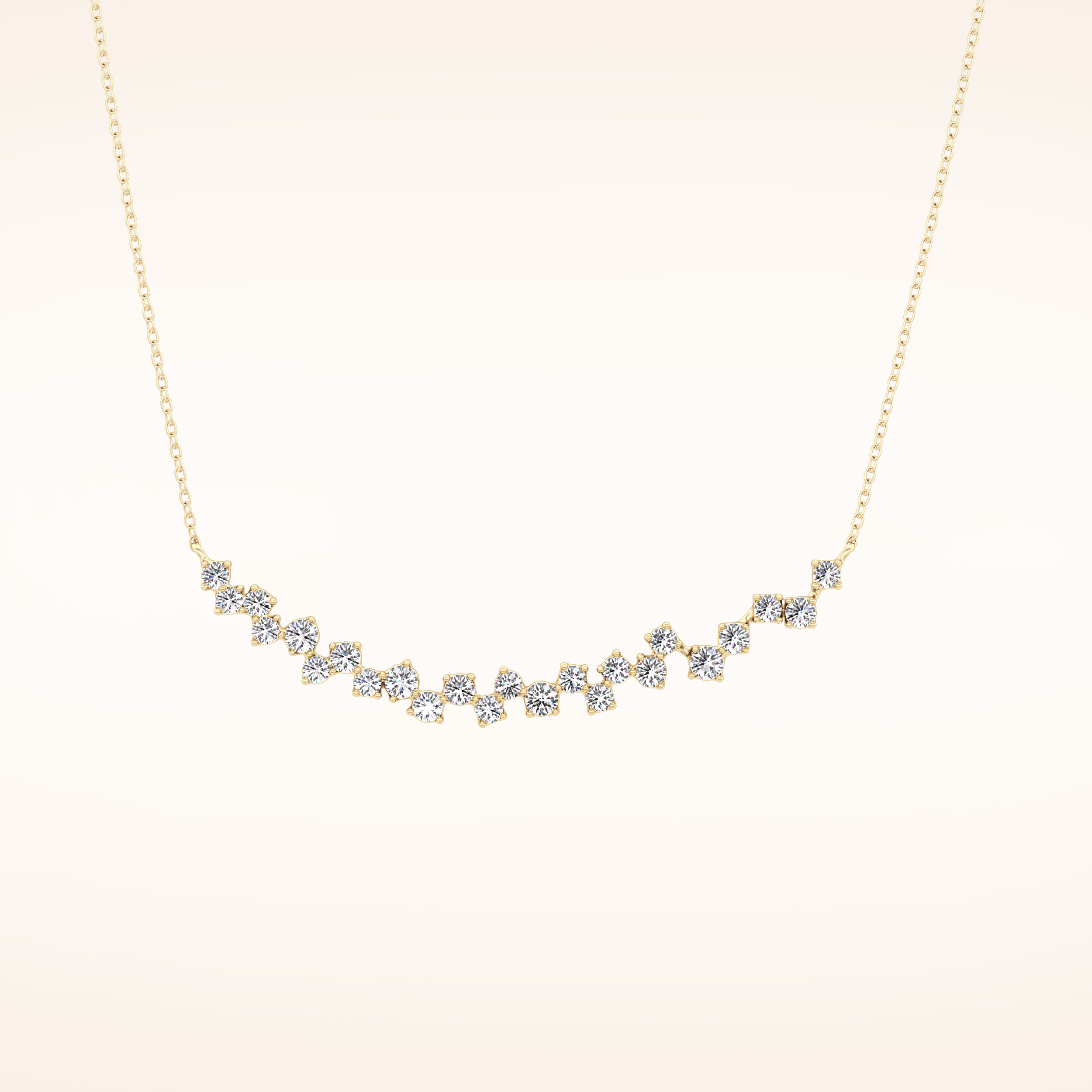 0.65 TCW Round Cut Moissanite Multi Stone Necklace