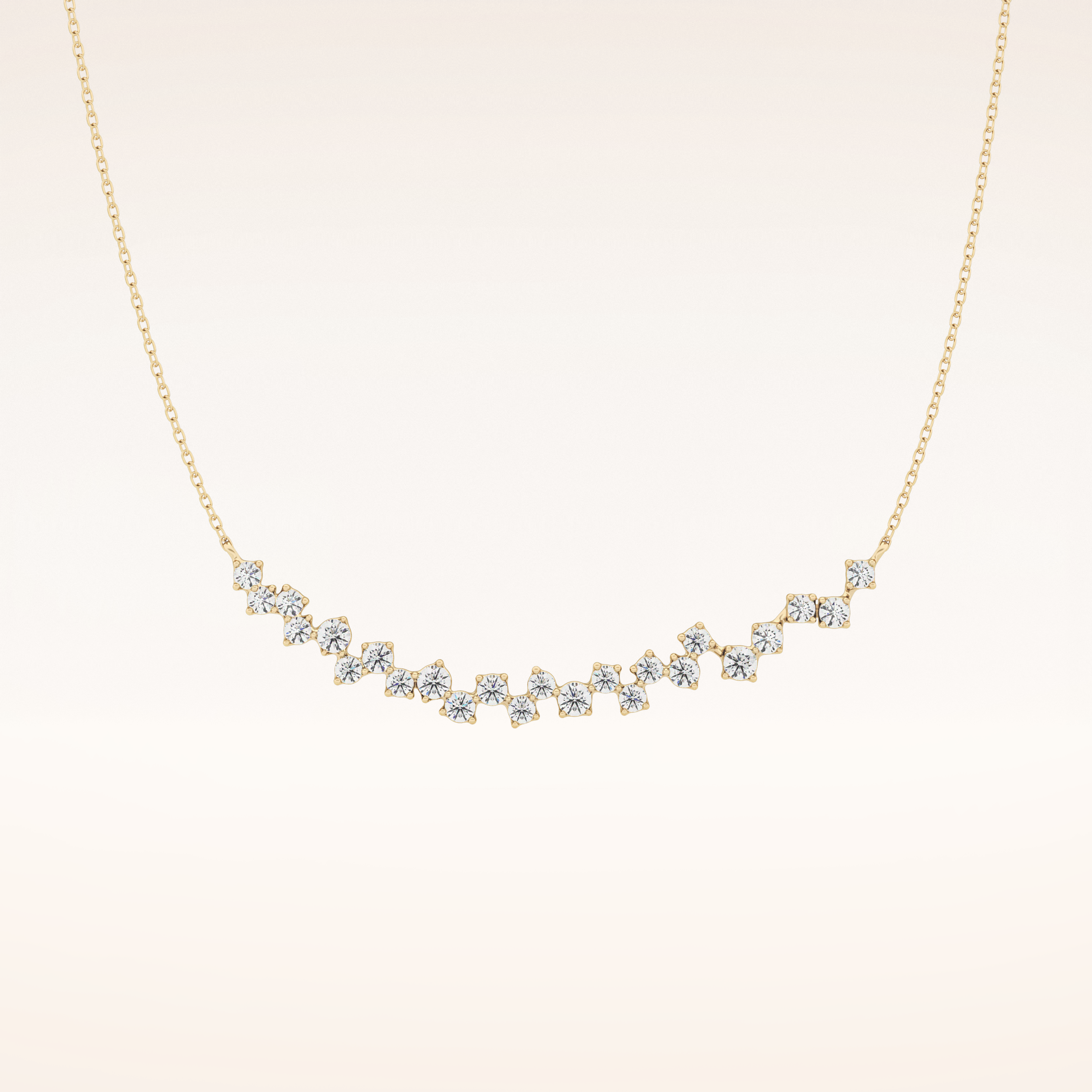 0.65 TCW Round Cut Moissanite Multi Stone Necklace