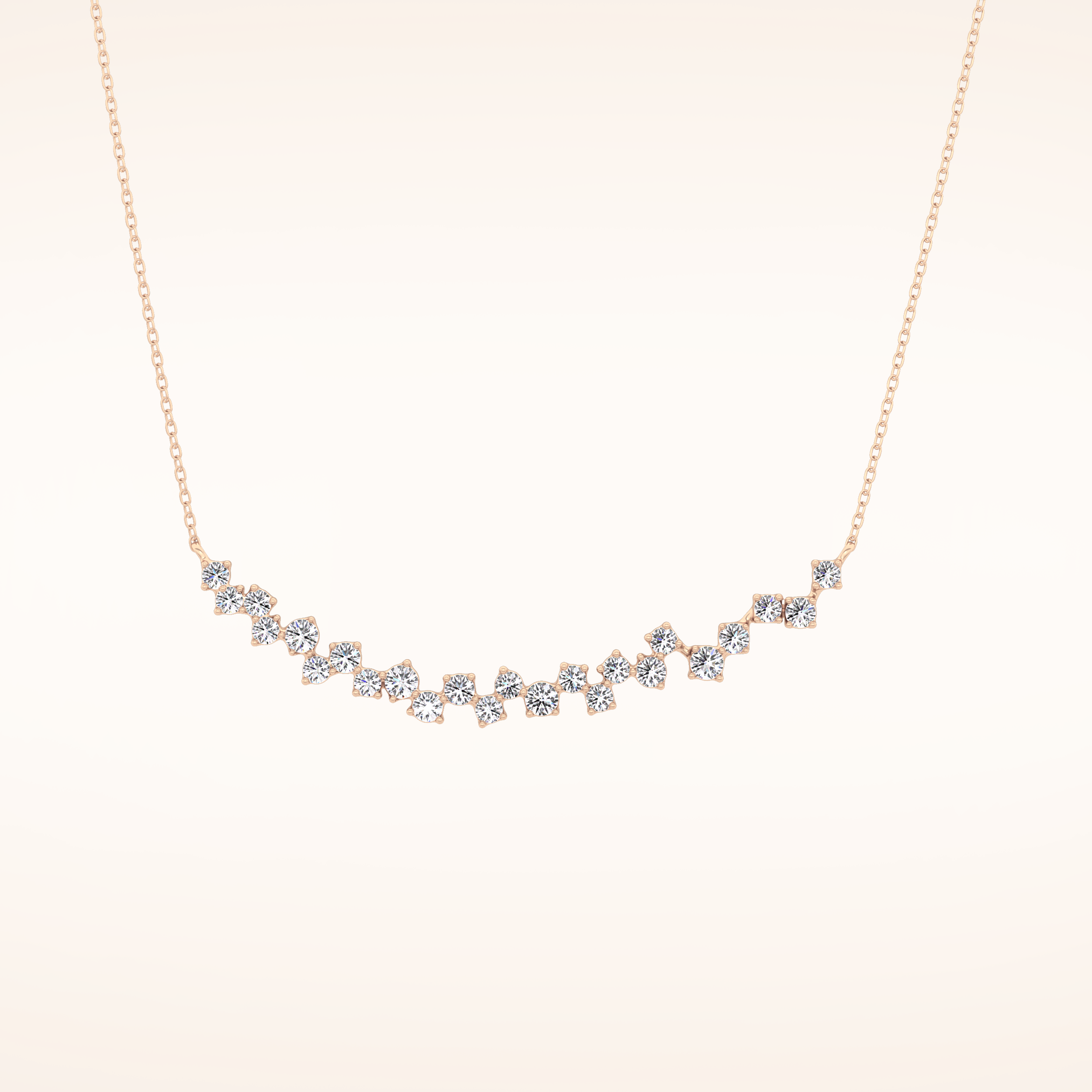0.65 TCW Round Cut Moissanite Multi Stone Necklace