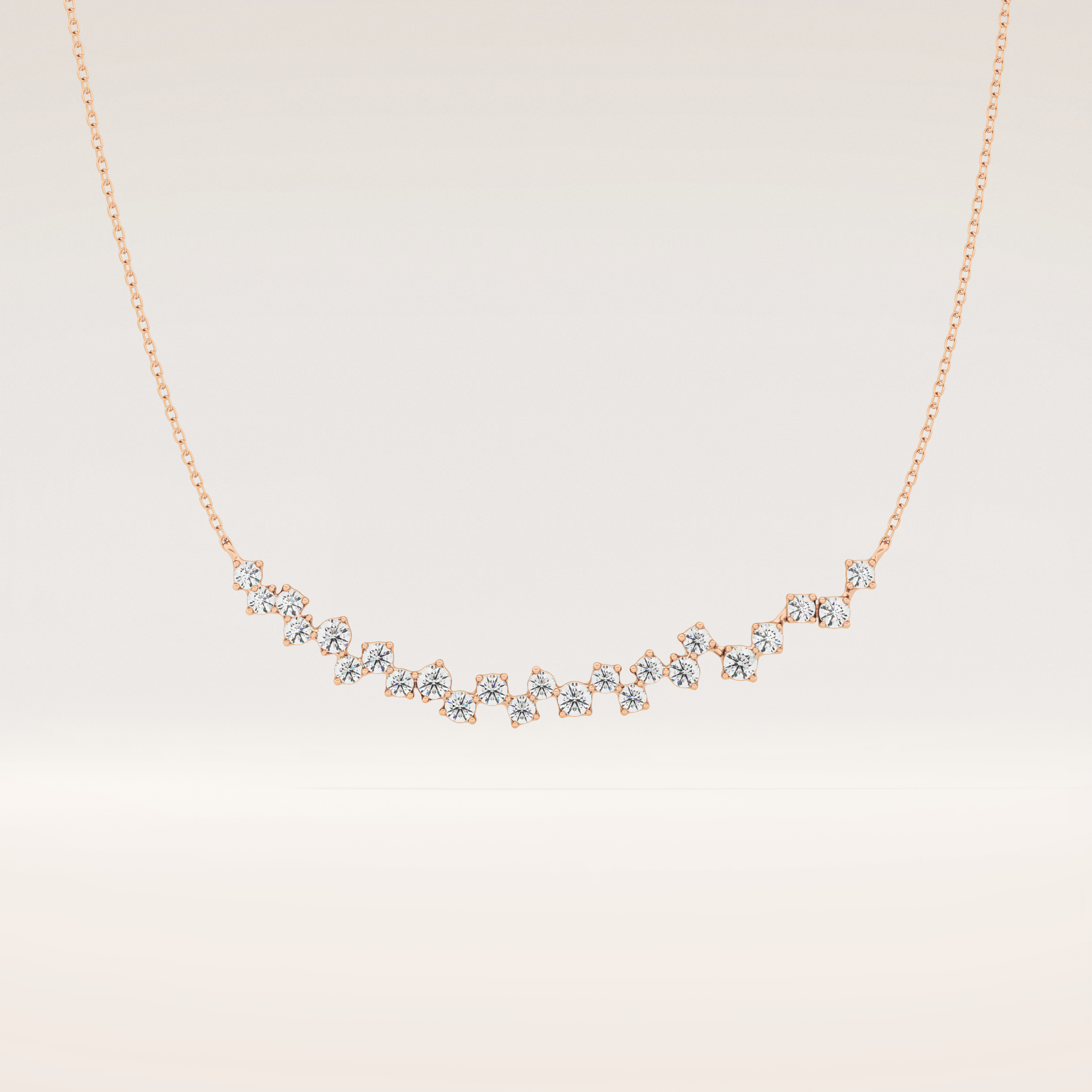 0.65 TCW Round Cut Moissanite Multi Stone Necklace