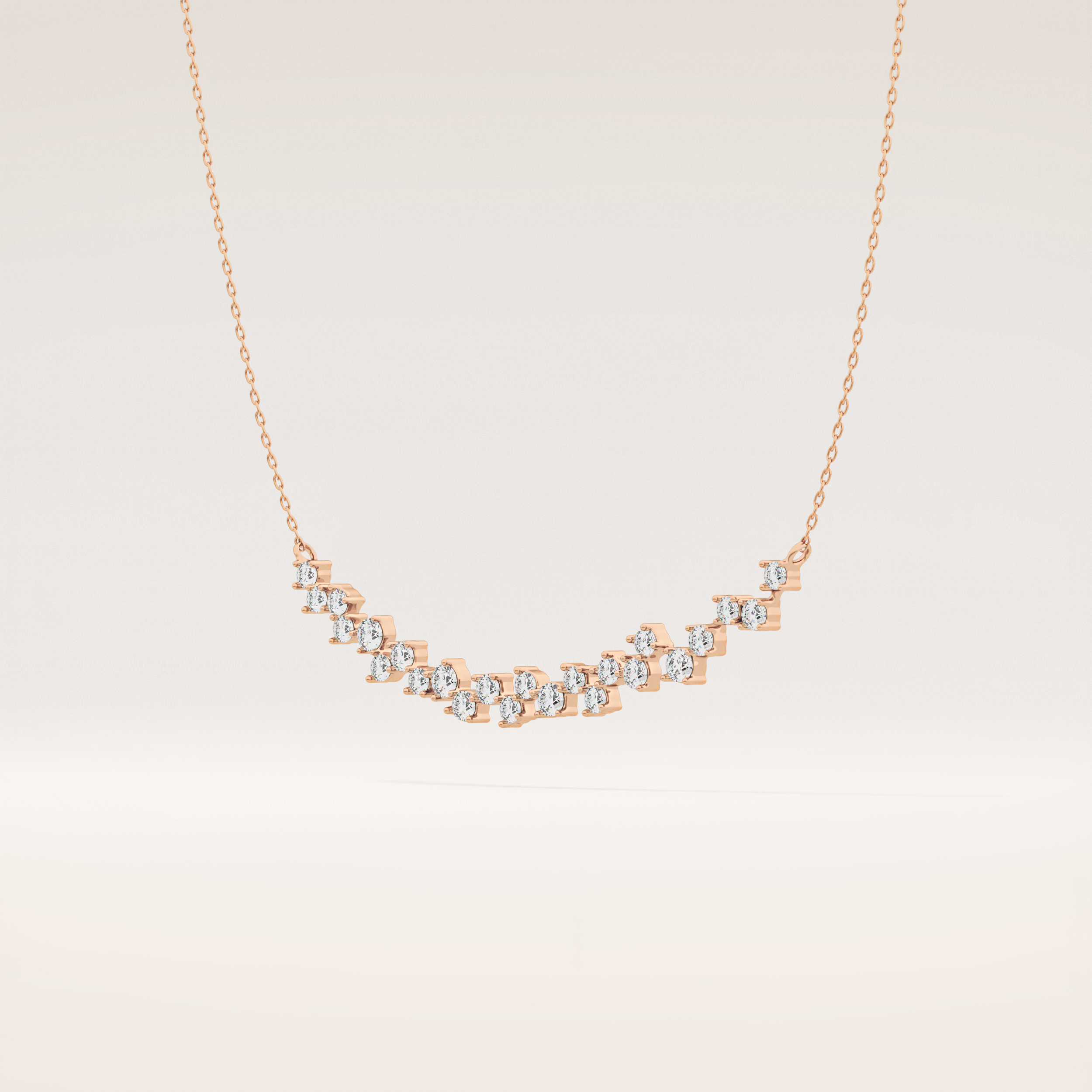 0.65 TCW Round Cut Moissanite Multi Stone Necklace