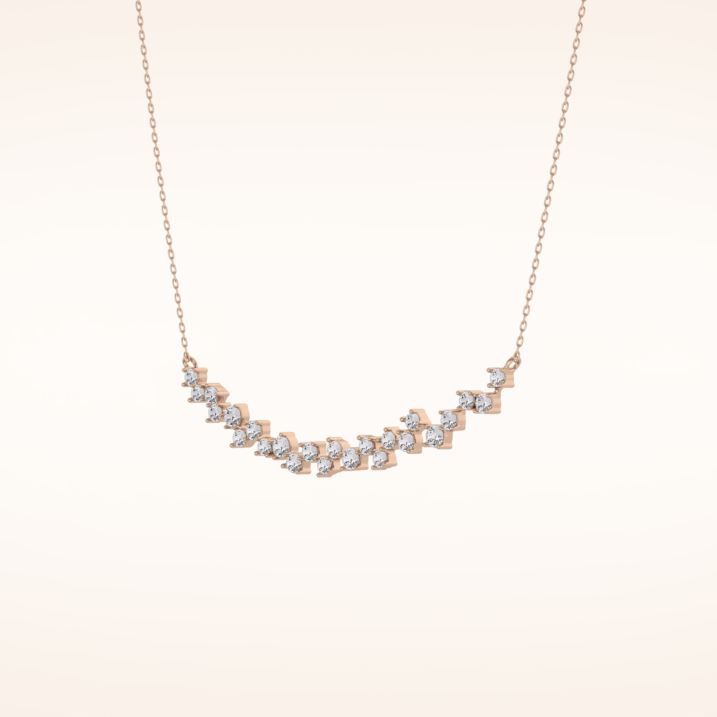 0.65 TCW Round Cut Moissanite Multi Stone Necklace