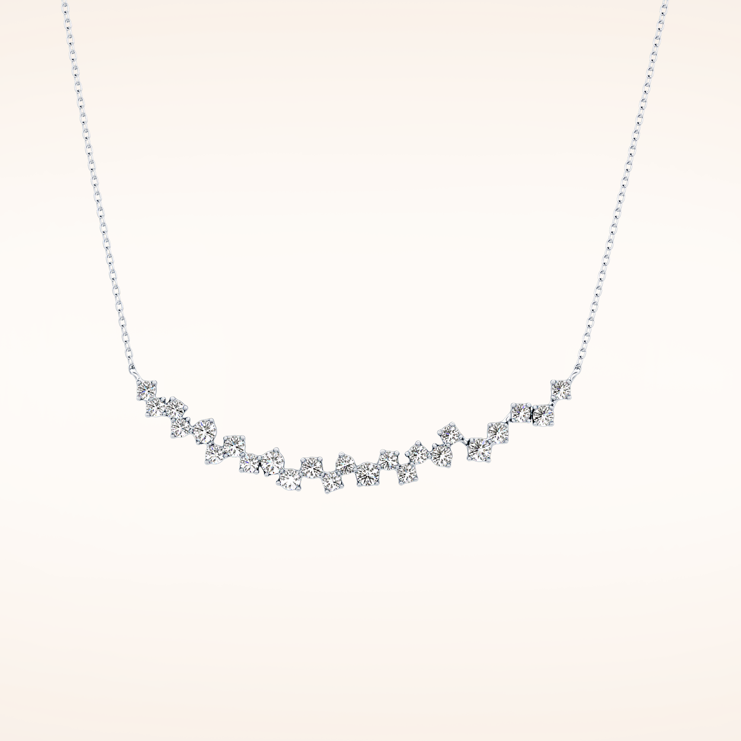 0.65 TCW Round Cut Moissanite Multi Stone Necklace