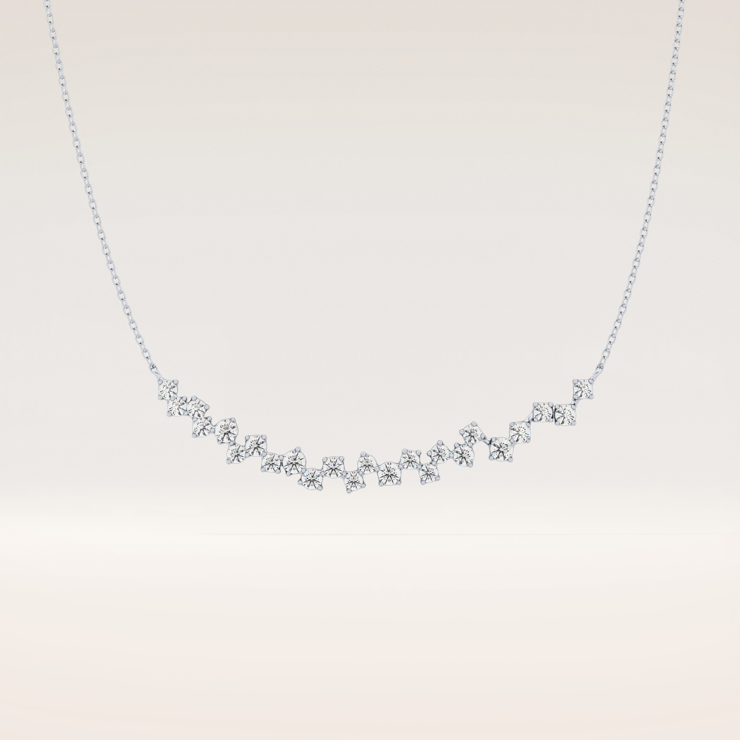 0.65 TCW Round Cut Moissanite Multi Stone Necklace