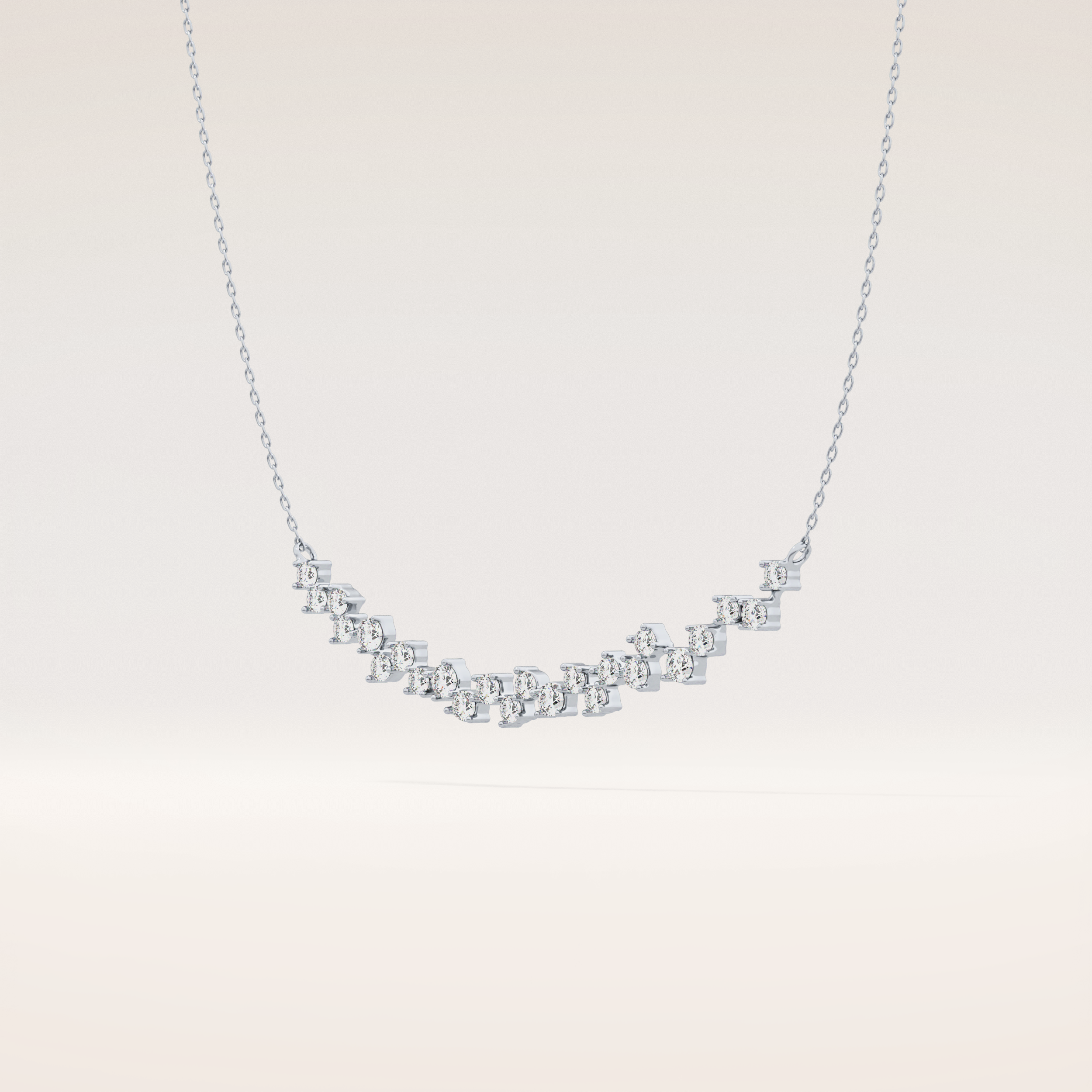 0.65 TCW Round Cut Moissanite Multi Stone Necklace