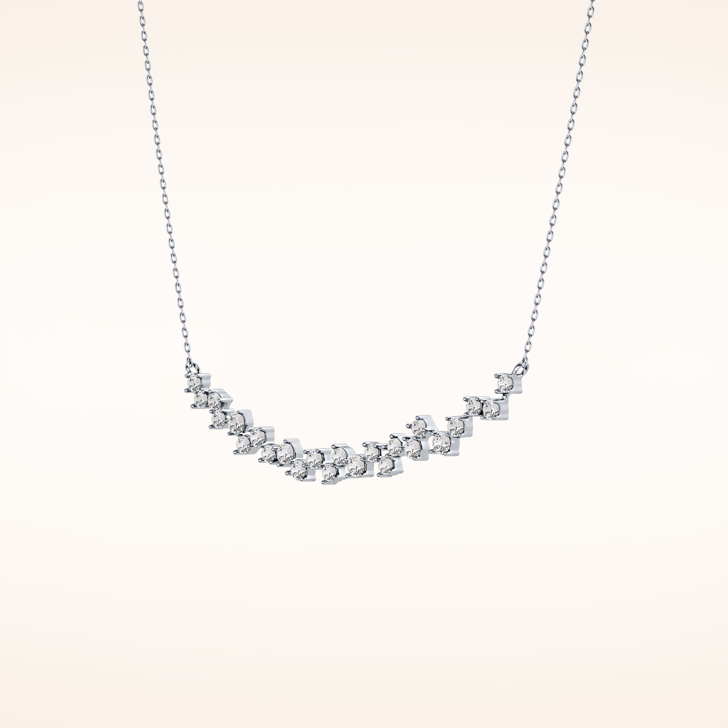 0.65 TCW Round Cut Moissanite Multi Stone Necklace