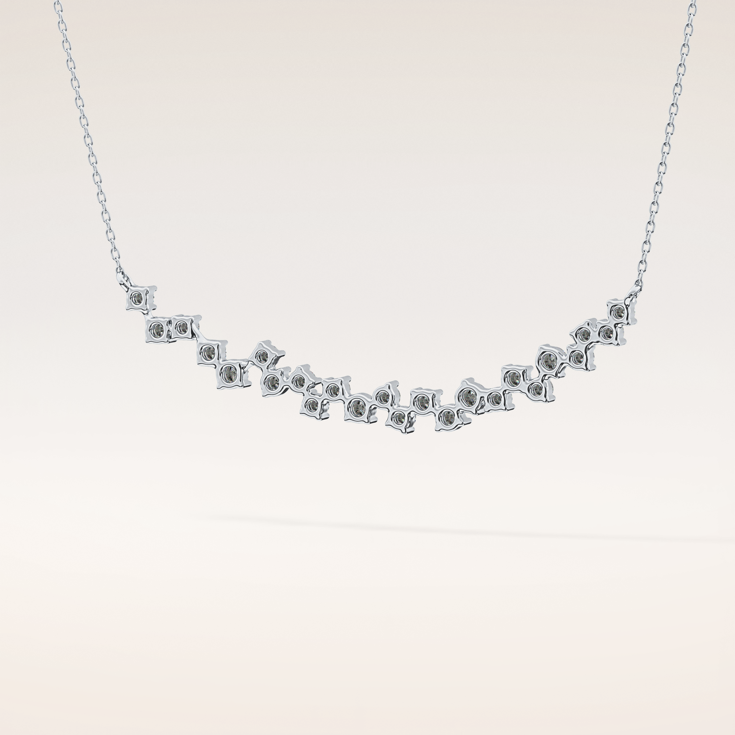 0.65 TCW Round Cut Moissanite Multi Stone Necklace