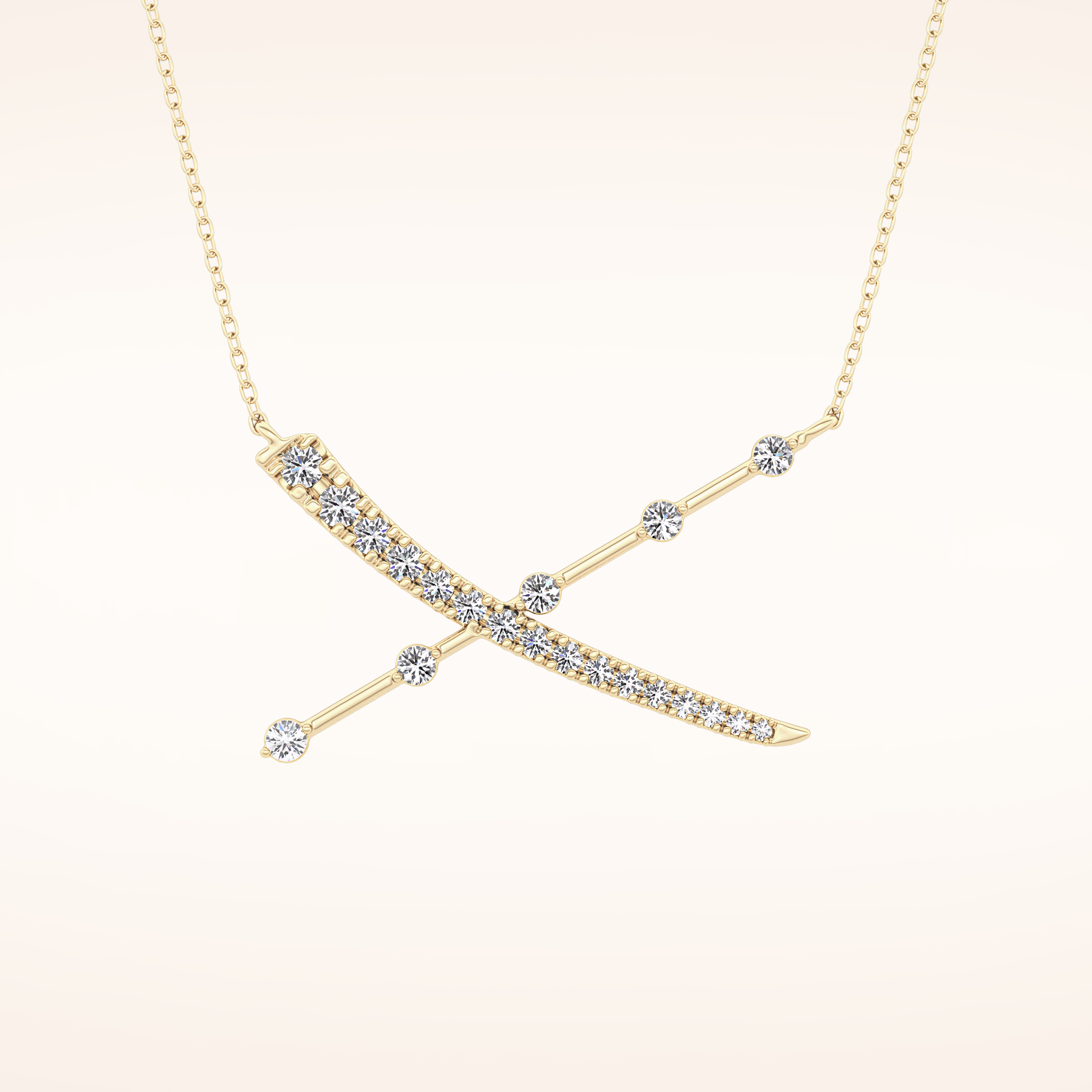 0.34 TCW Round Cut Moissanite X Necklace