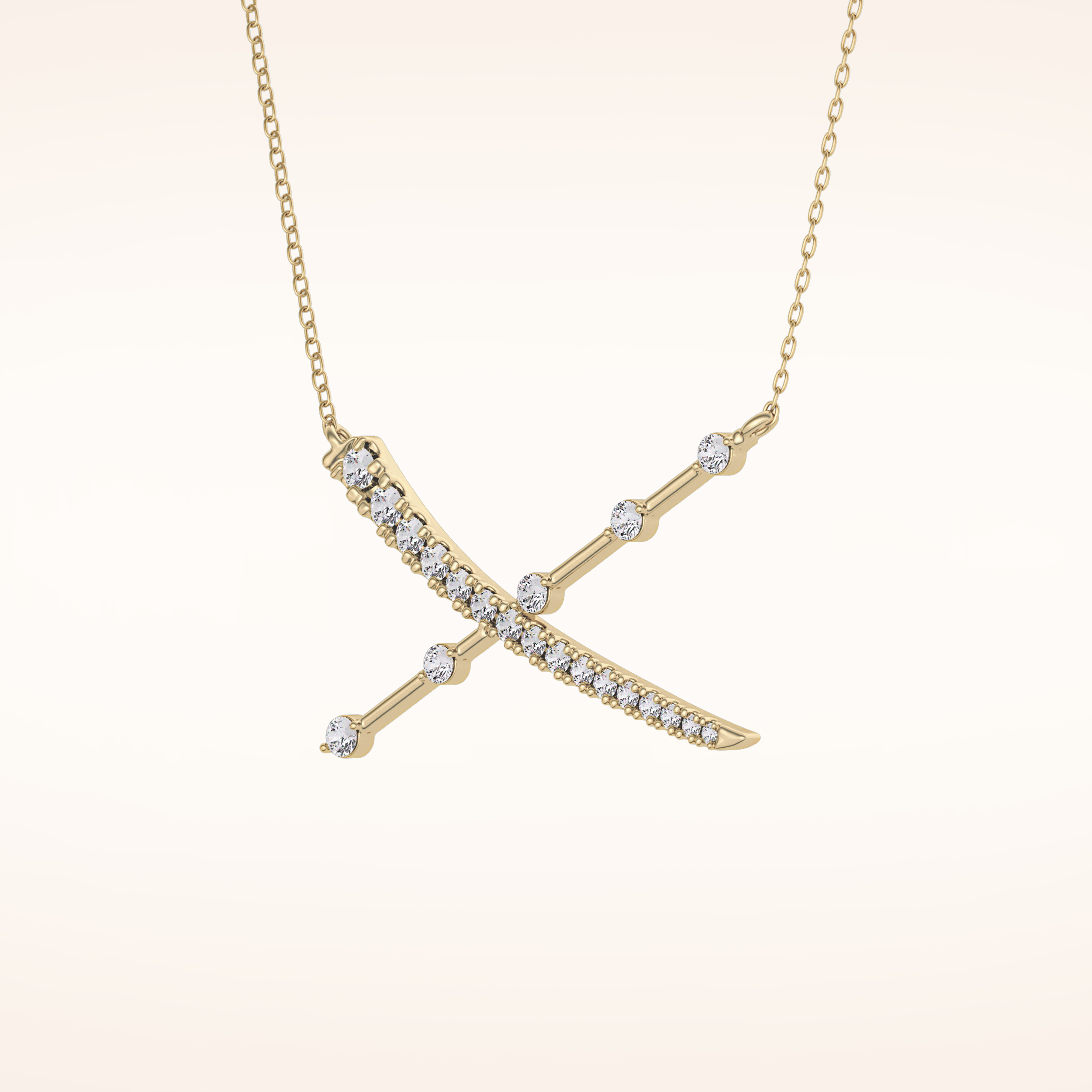 0.34 TCW Round Cut Moissanite X Necklace