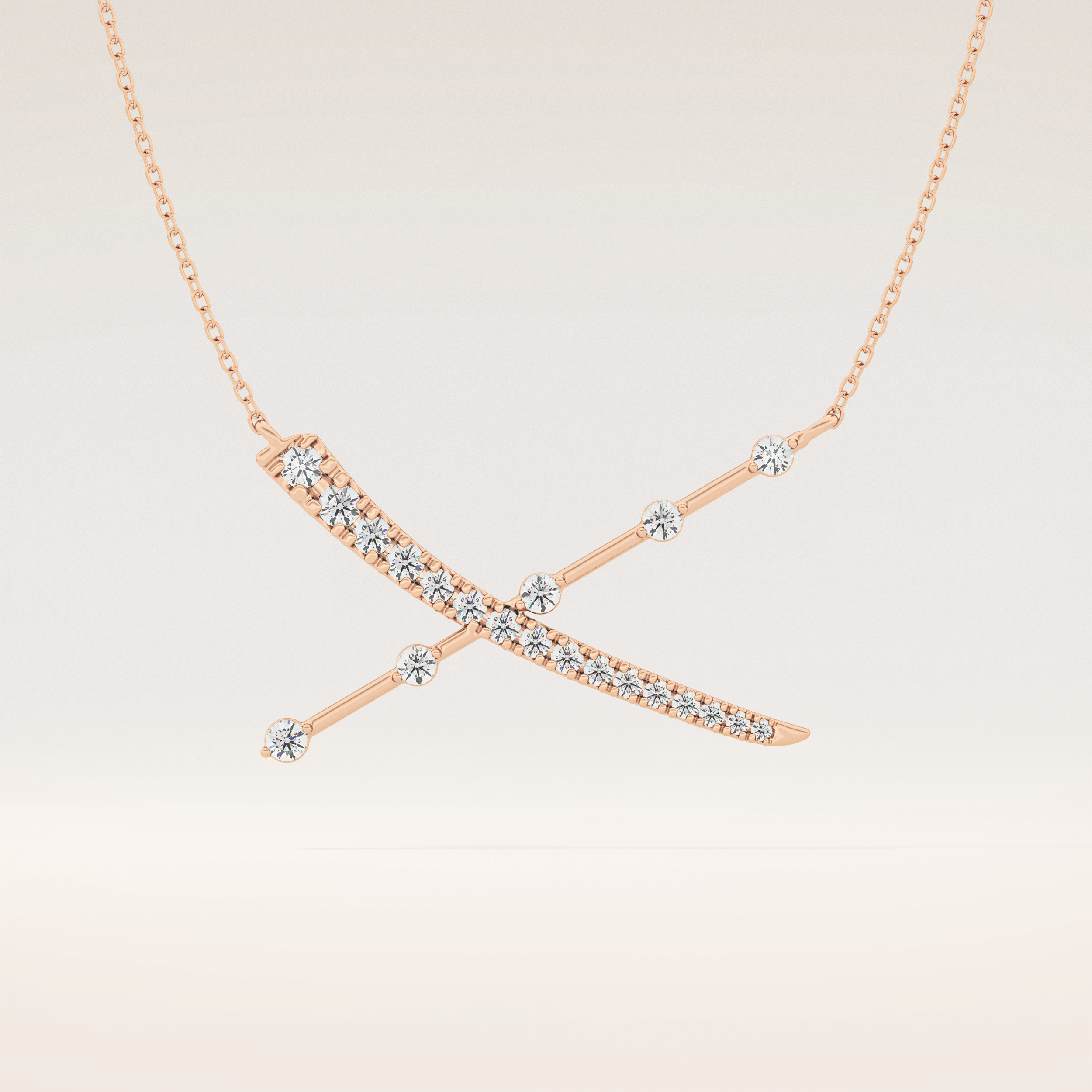 0.34 TCW Round Cut Moissanite X Necklace