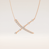 0.34 TCW Round Cut Moissanite X Necklace