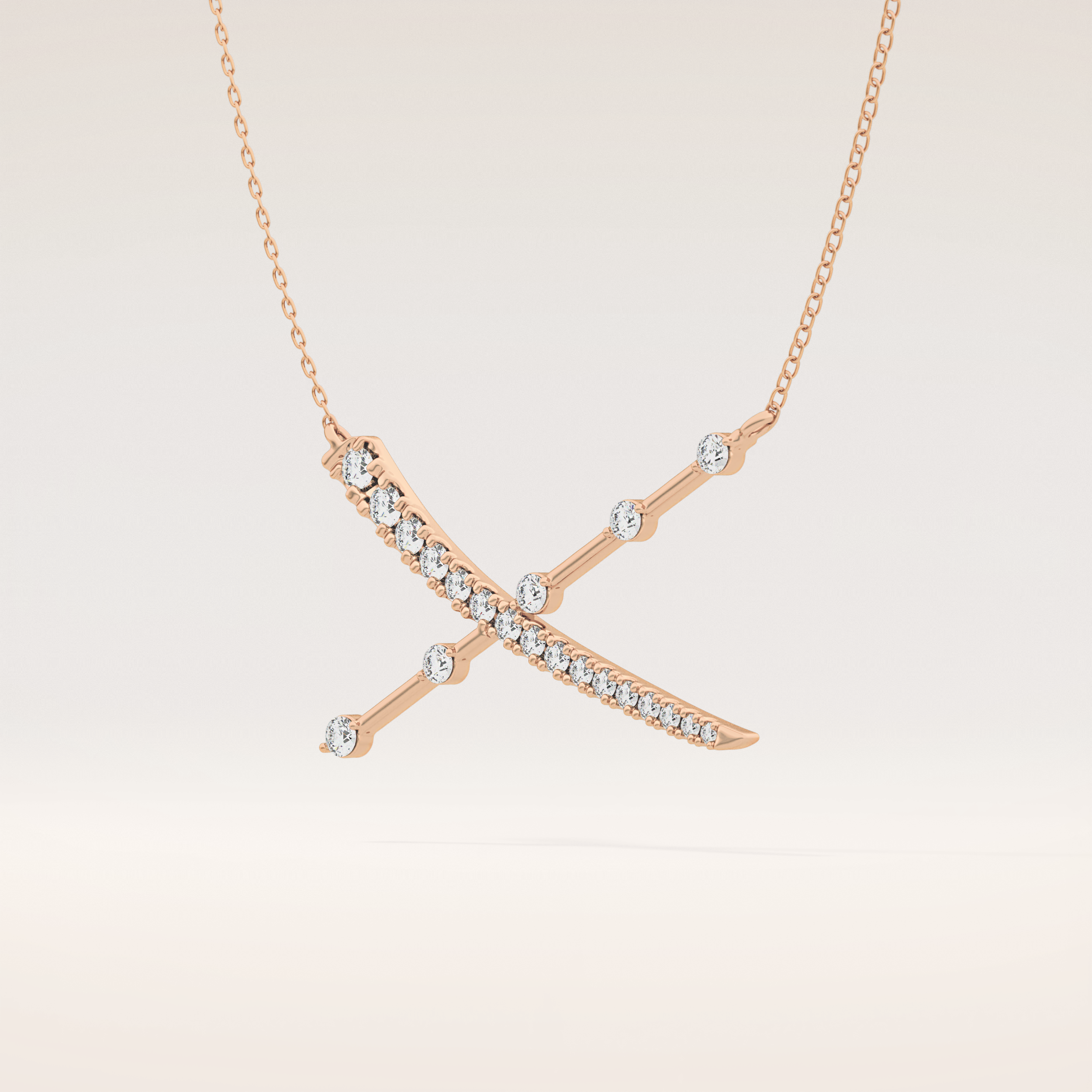 0.34 TCW Round Cut Moissanite X Necklace