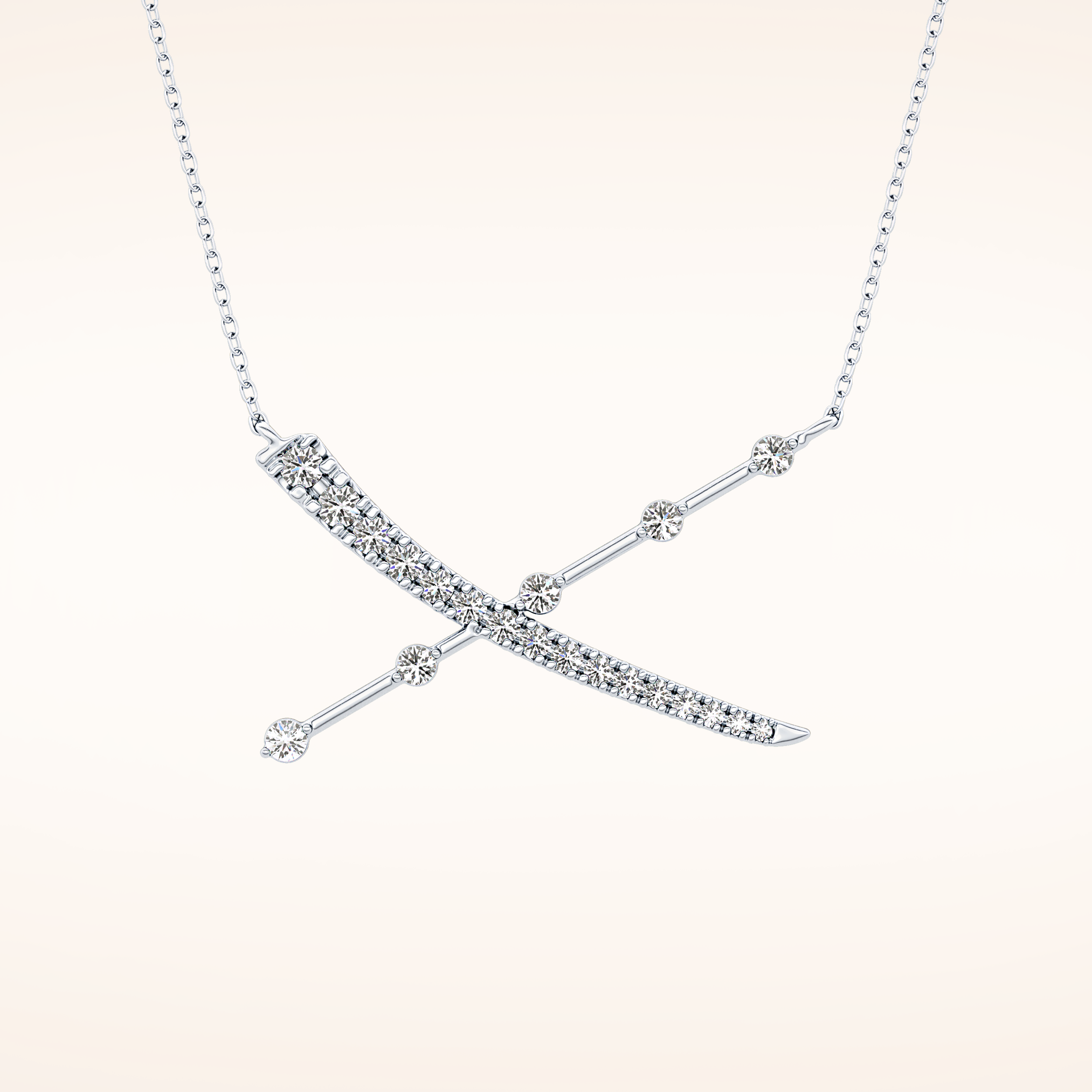 0.34 TCW Round Cut Moissanite X Necklace