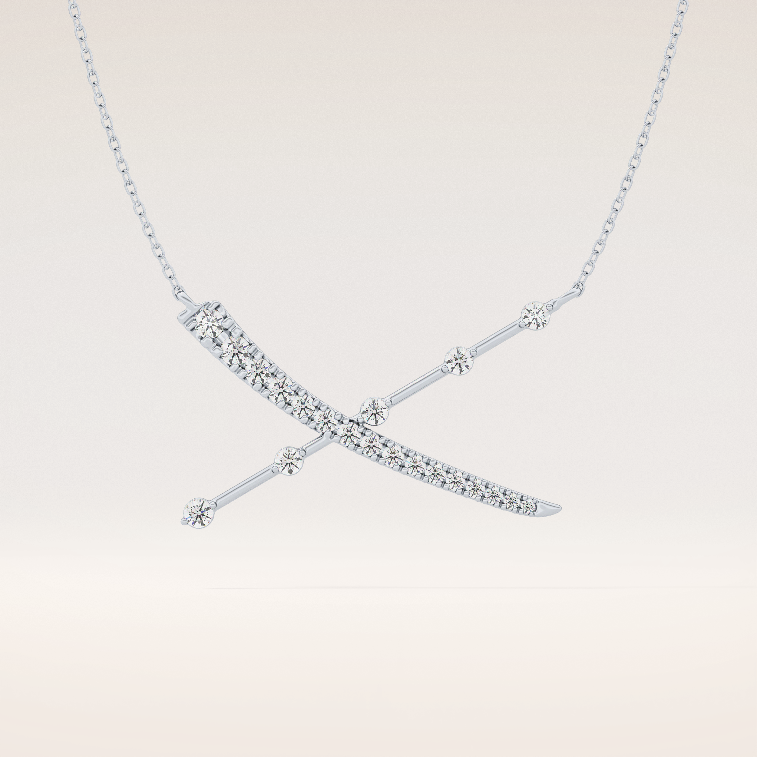0.34 TCW Round Cut Moissanite X Necklace