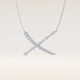 0.34 TCW Round Cut Moissanite X Necklace