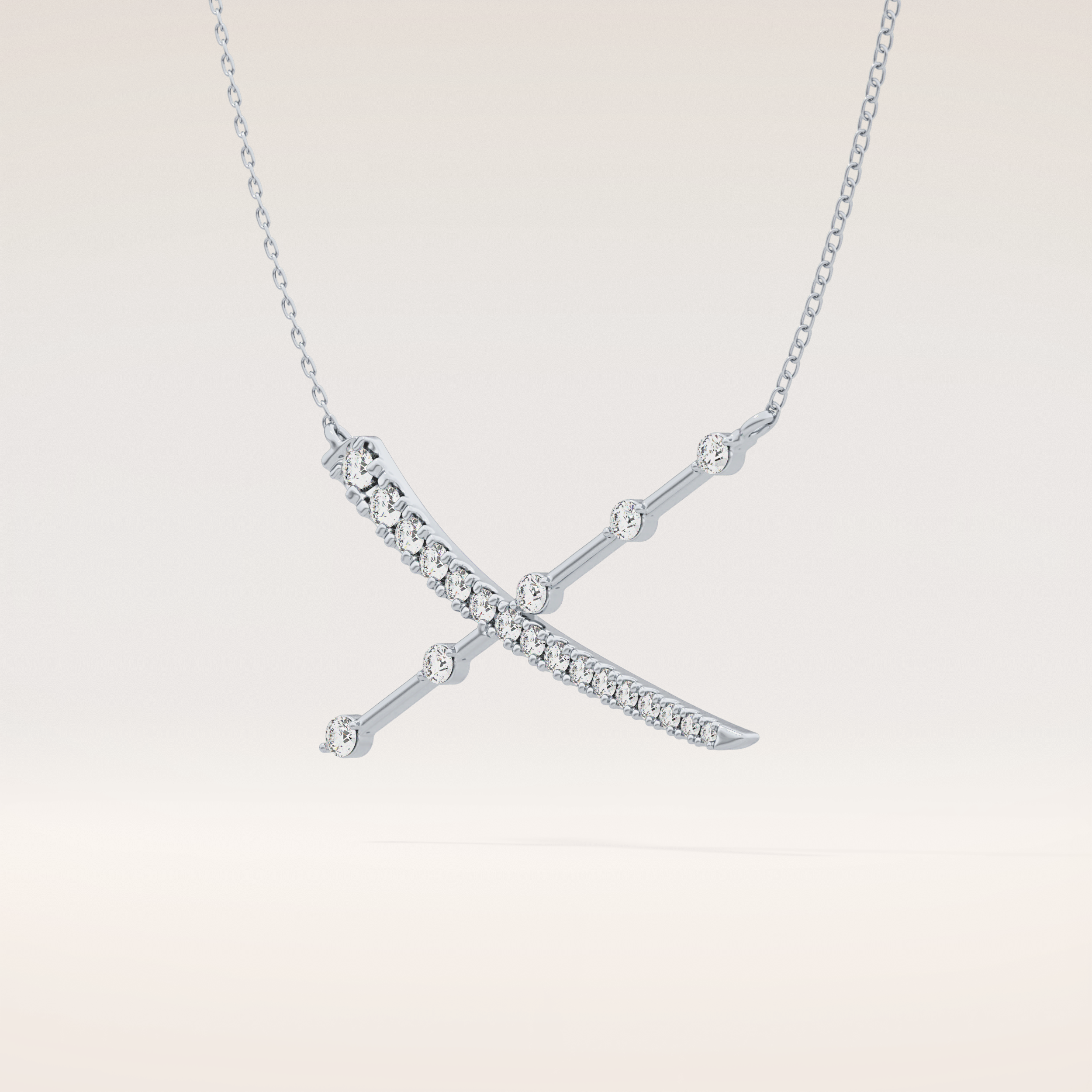 0.34 TCW Round Cut Moissanite X Necklace