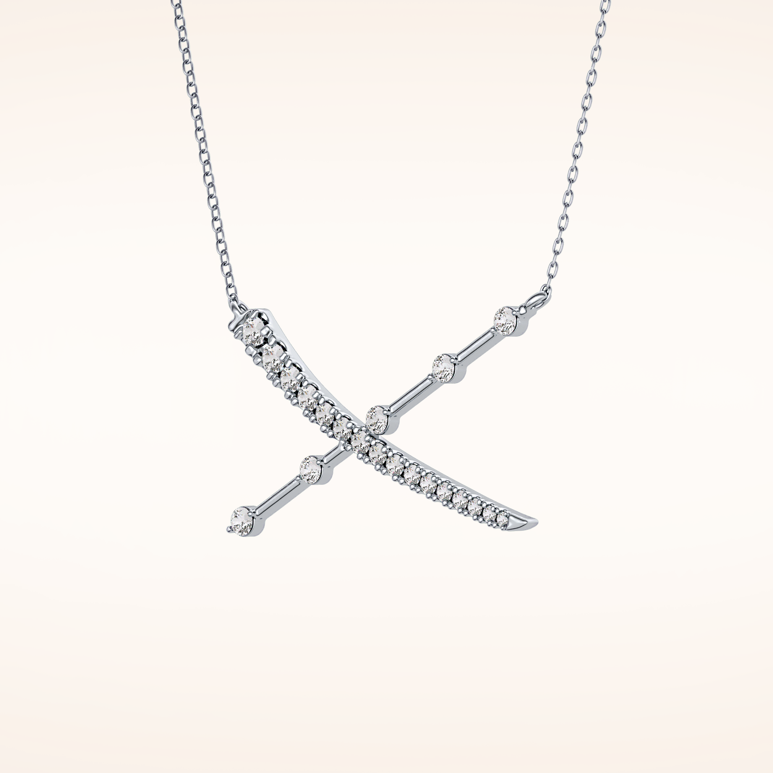 0.34 TCW Round Cut Moissanite X Necklace
