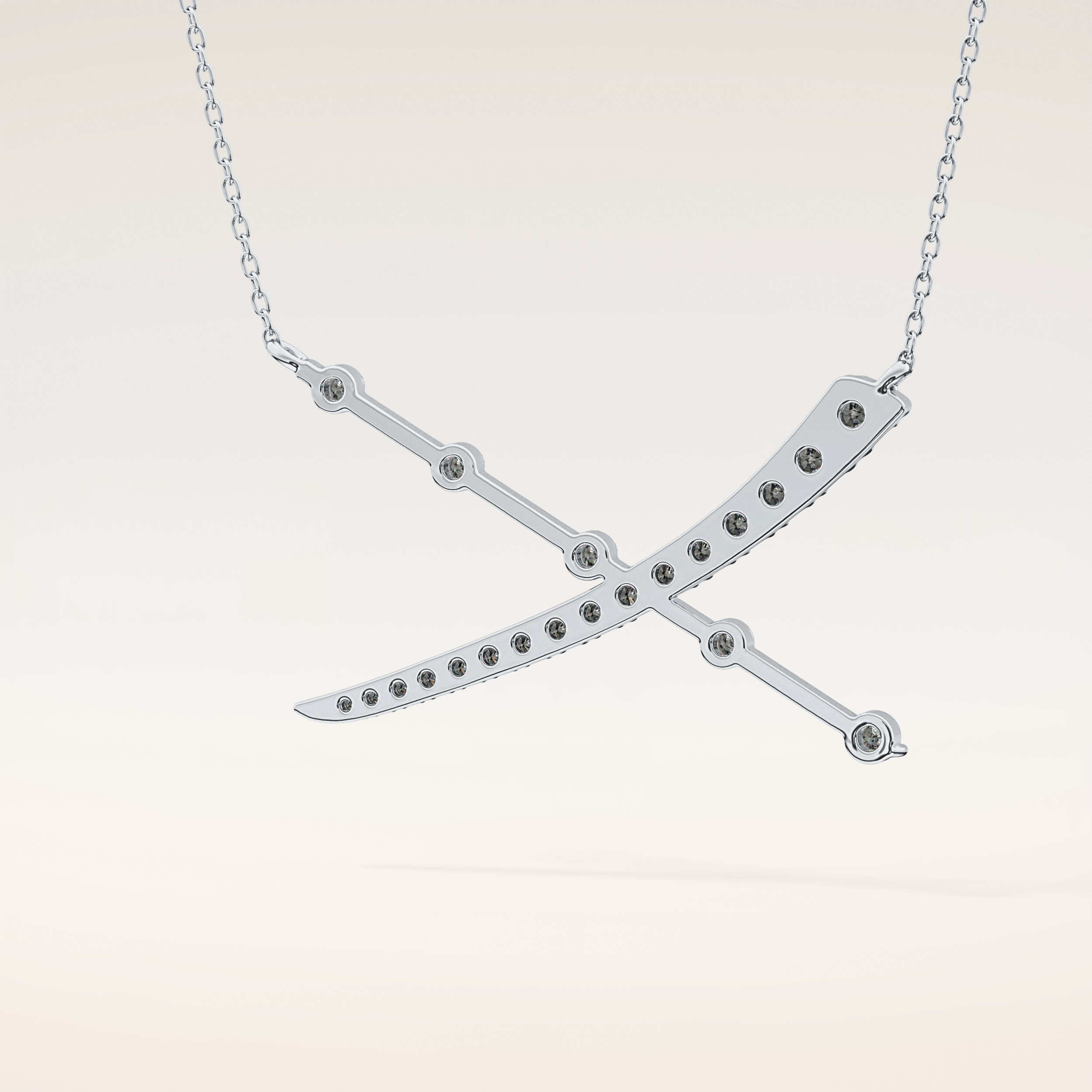 0.34 TCW Round Cut Moissanite X Necklace