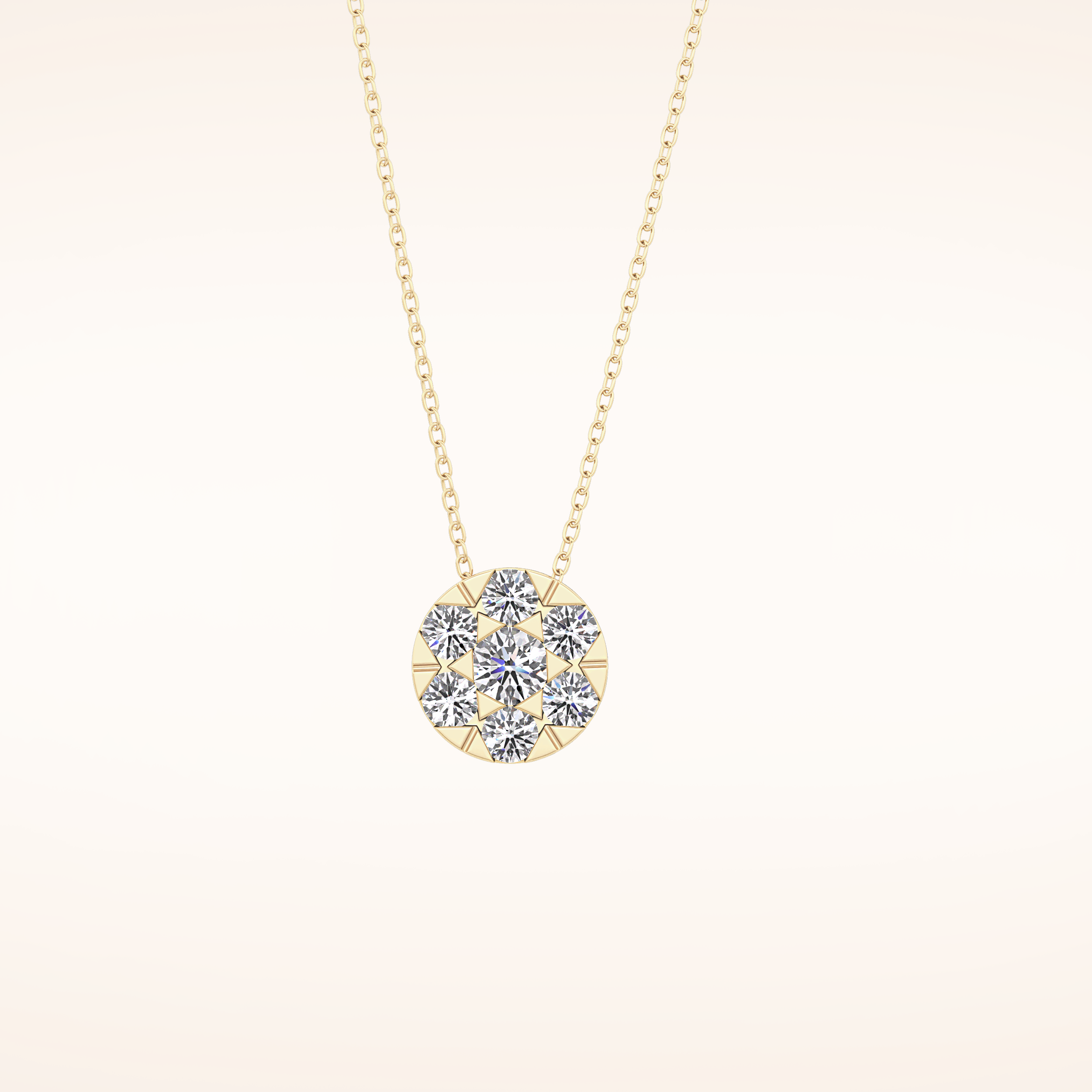 0.57 TCW Round Cut Moissanite Multi Stone Circle Pendant Necklace