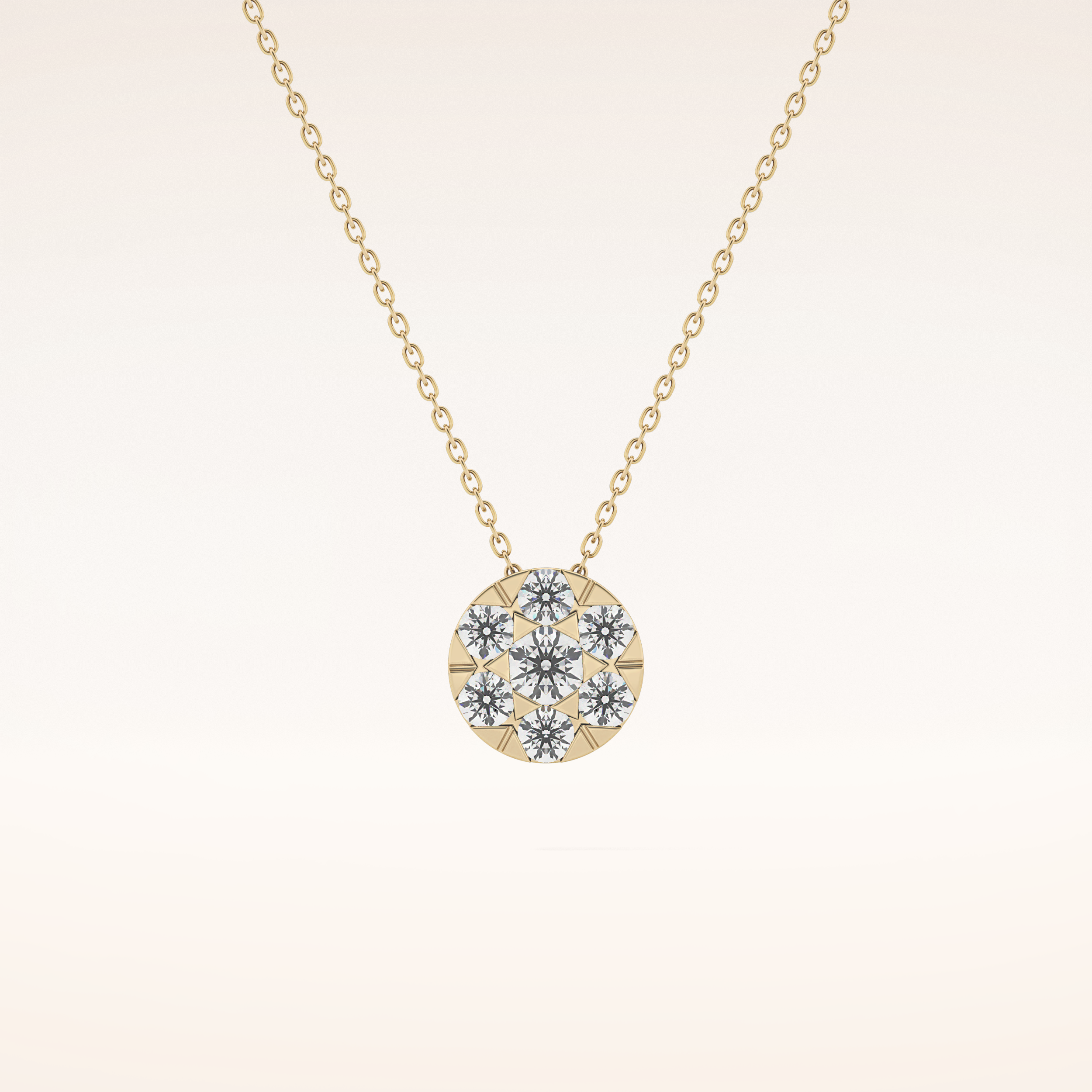 0.57 TCW Round Cut Moissanite Multi Stone Circle Pendant Necklace