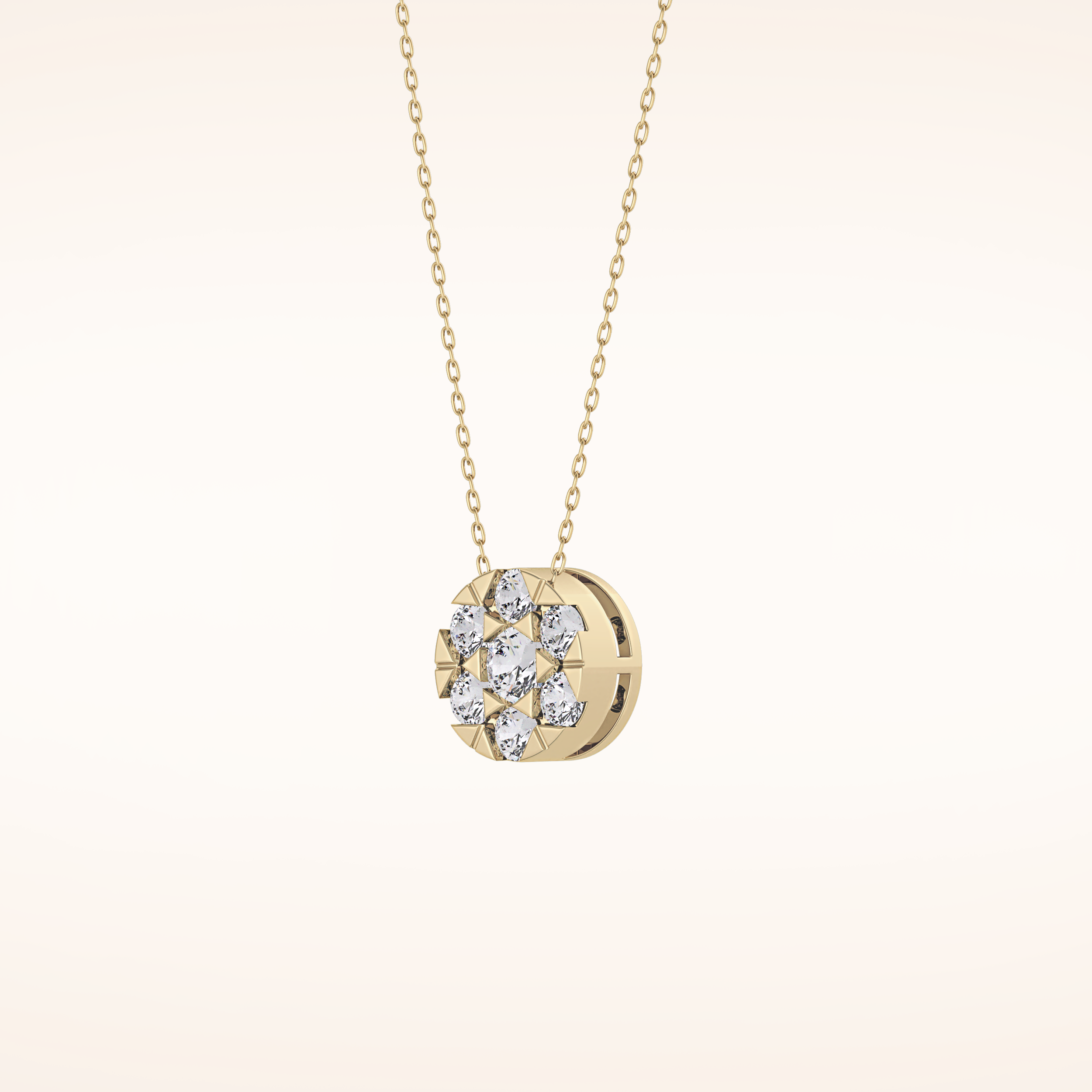 0.57 TCW Round Cut Moissanite Multi Stone Circle Pendant Necklace