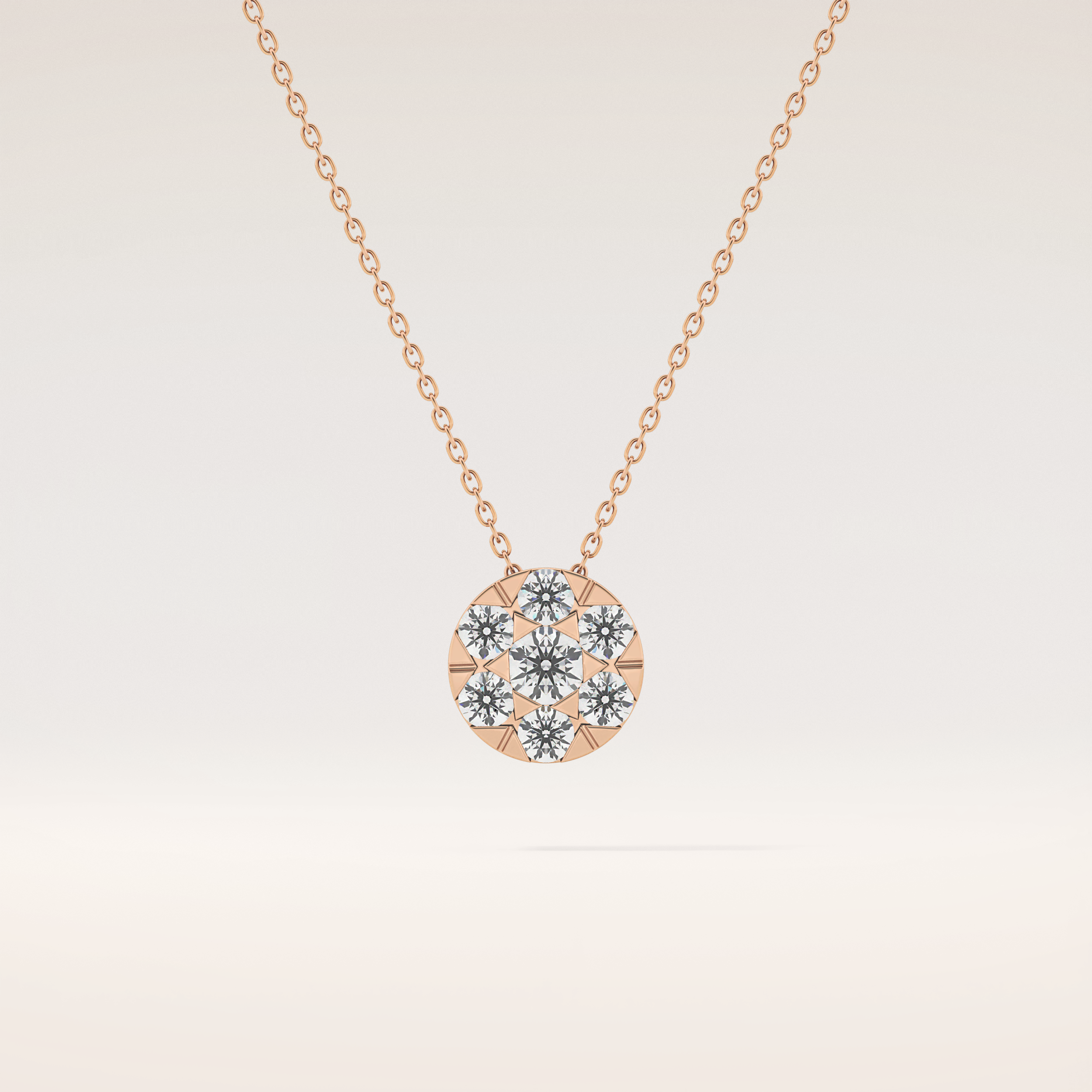 0.57 TCW Round Cut Moissanite Multi Stone Circle Pendant Necklace