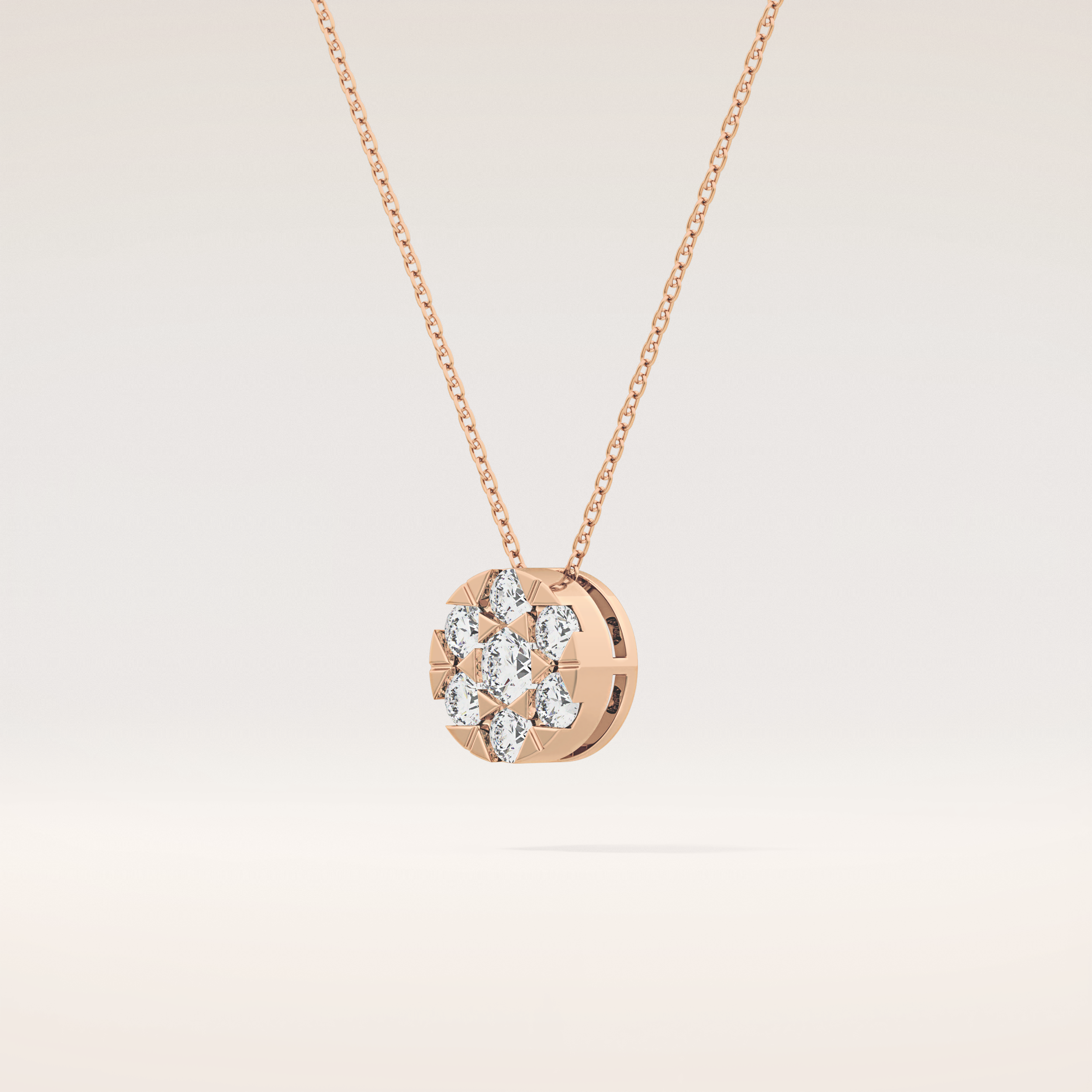 0.57 TCW Round Cut Moissanite Multi Stone Circle Pendant Necklace