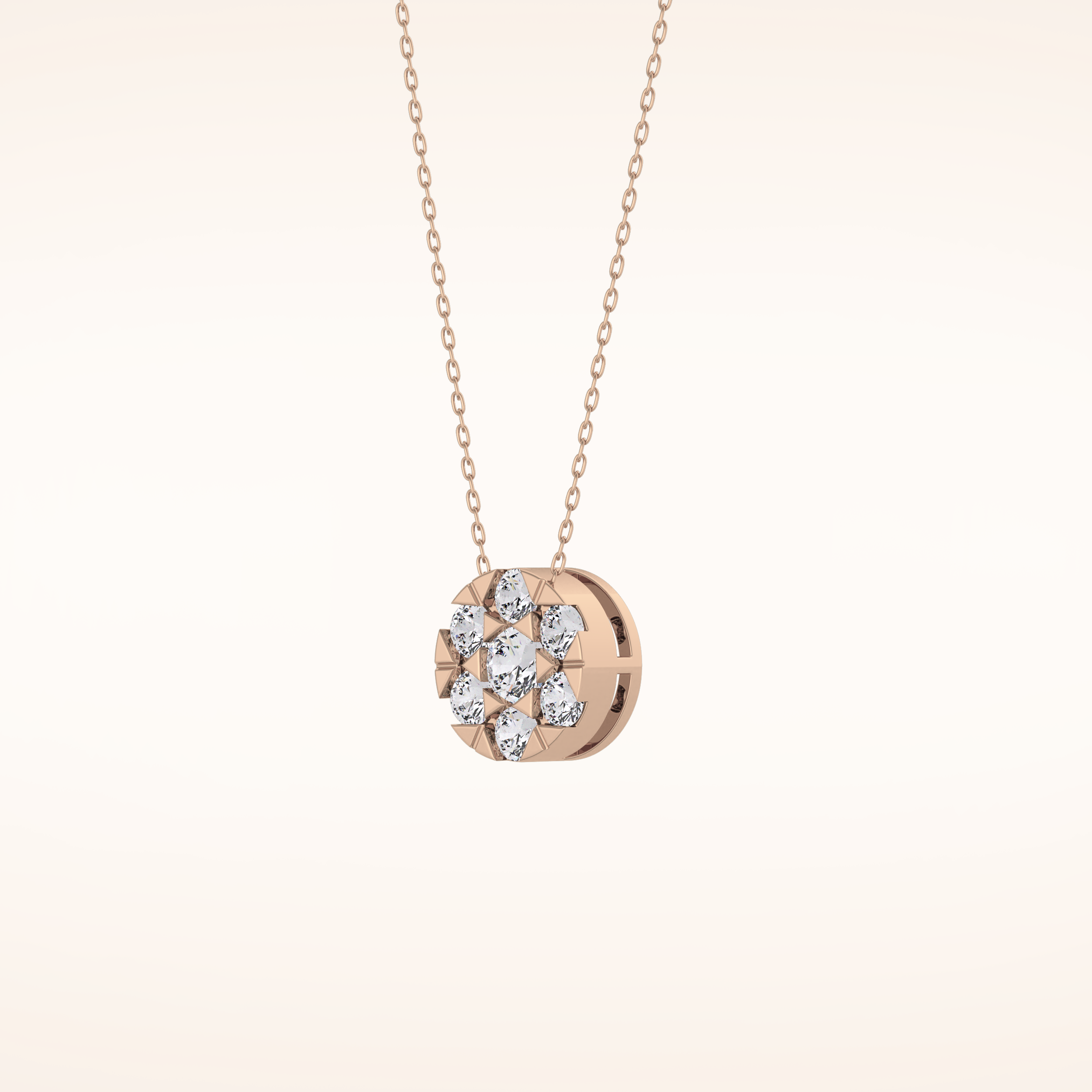 0.57 TCW Round Cut Moissanite Multi Stone Circle Pendant Necklace