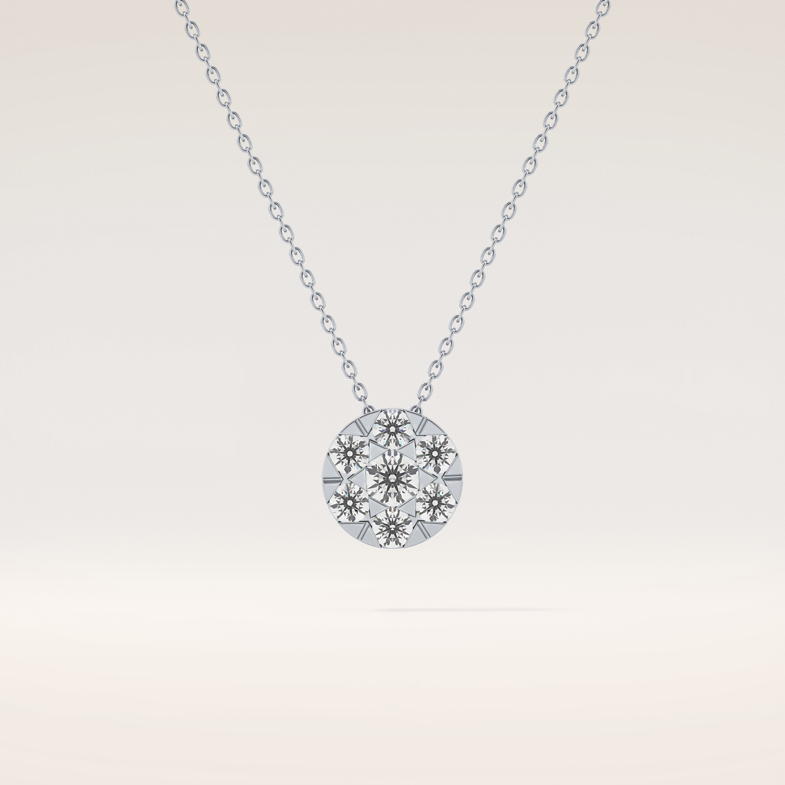 0.57 TCW Round Cut Moissanite Multi Stone Circle Pendant Necklace