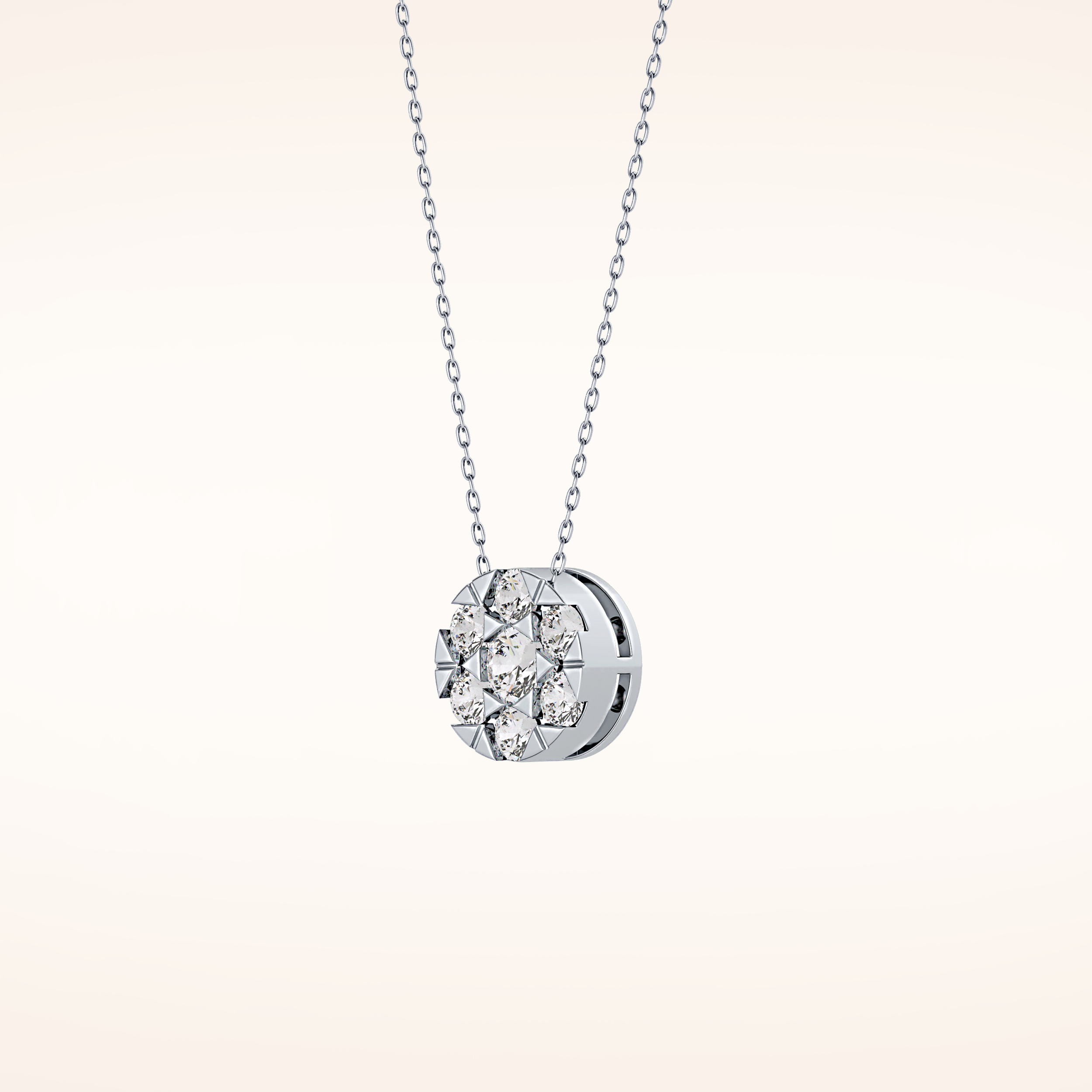 0.57 TCW Round Cut Moissanite Multi Stone Circle Pendant Necklace