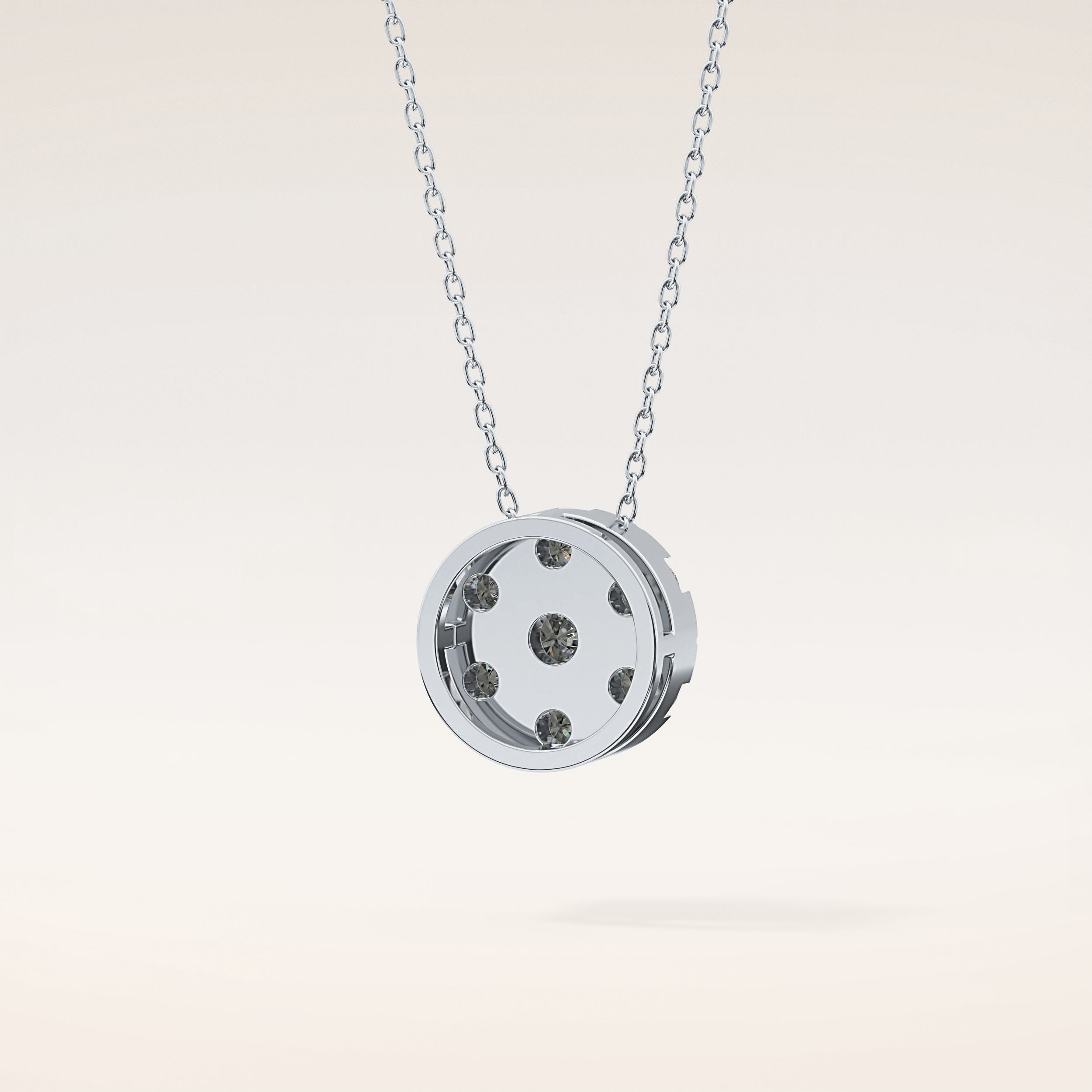 0.57 TCW Round Cut Moissanite Multi Stone Circle Pendant Necklace