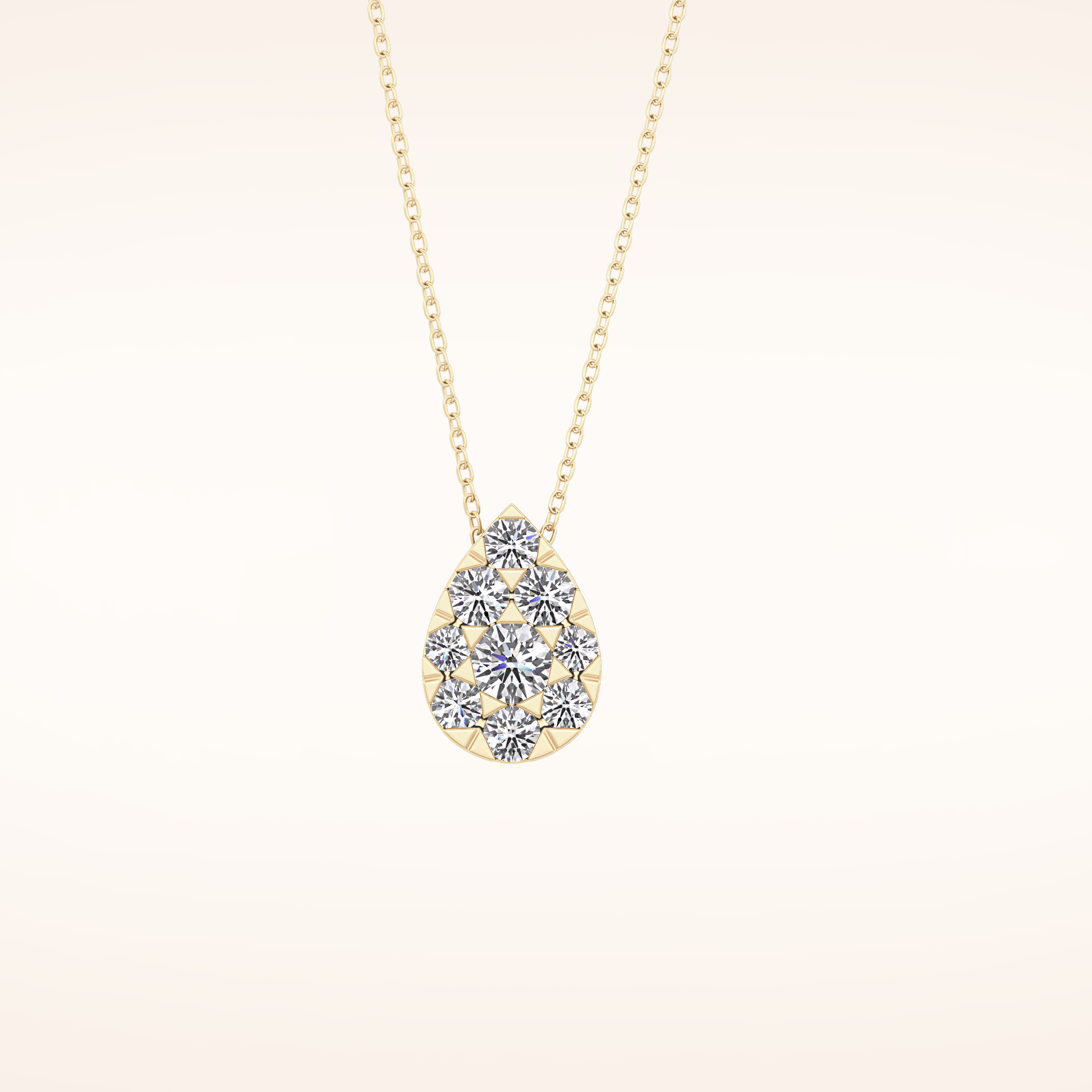 0.67 TCW Round Cut Moissanite Multi Stone Pear Pendant Necklace