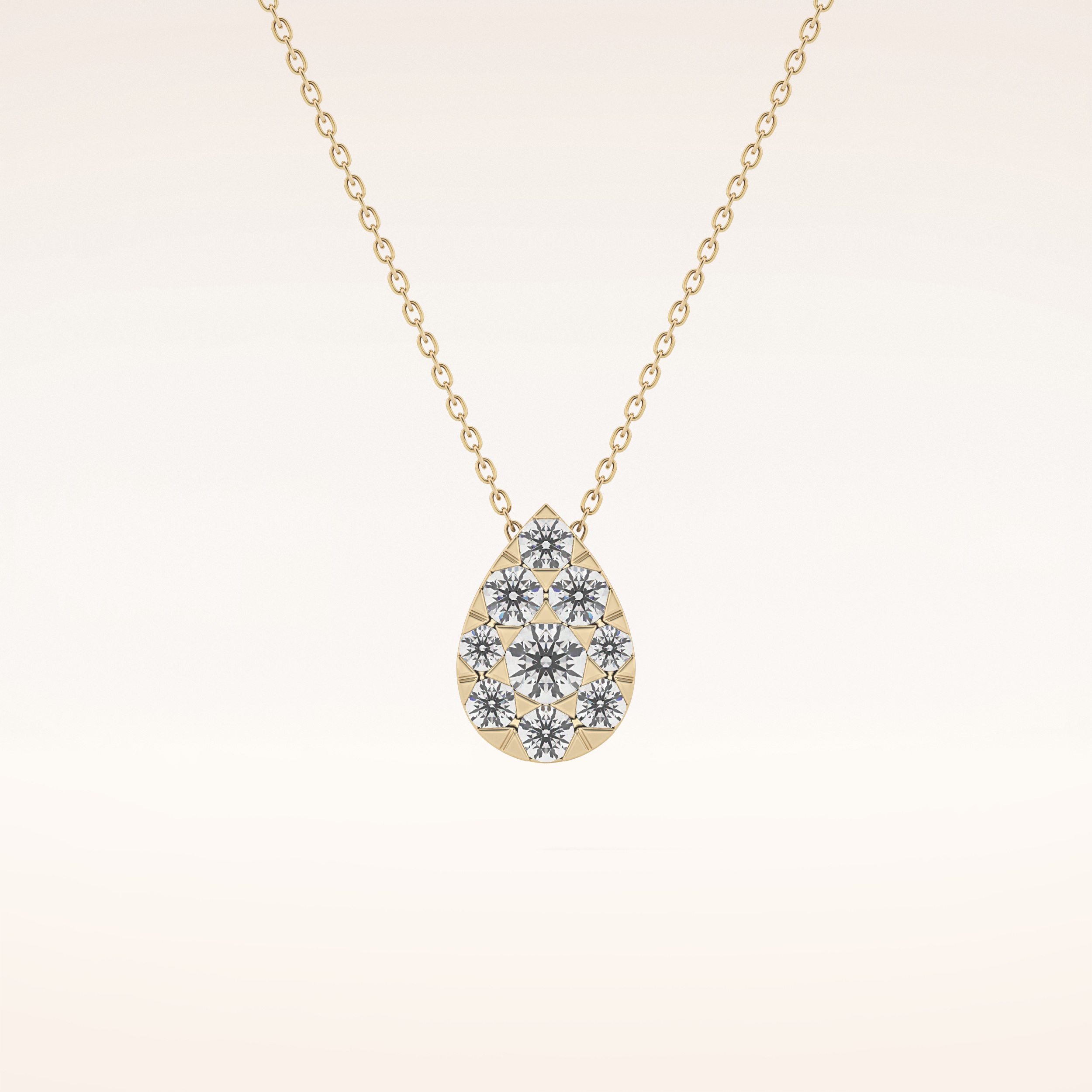 0.67 TCW Round Cut Moissanite Multi Stone Pear Pendant Necklace