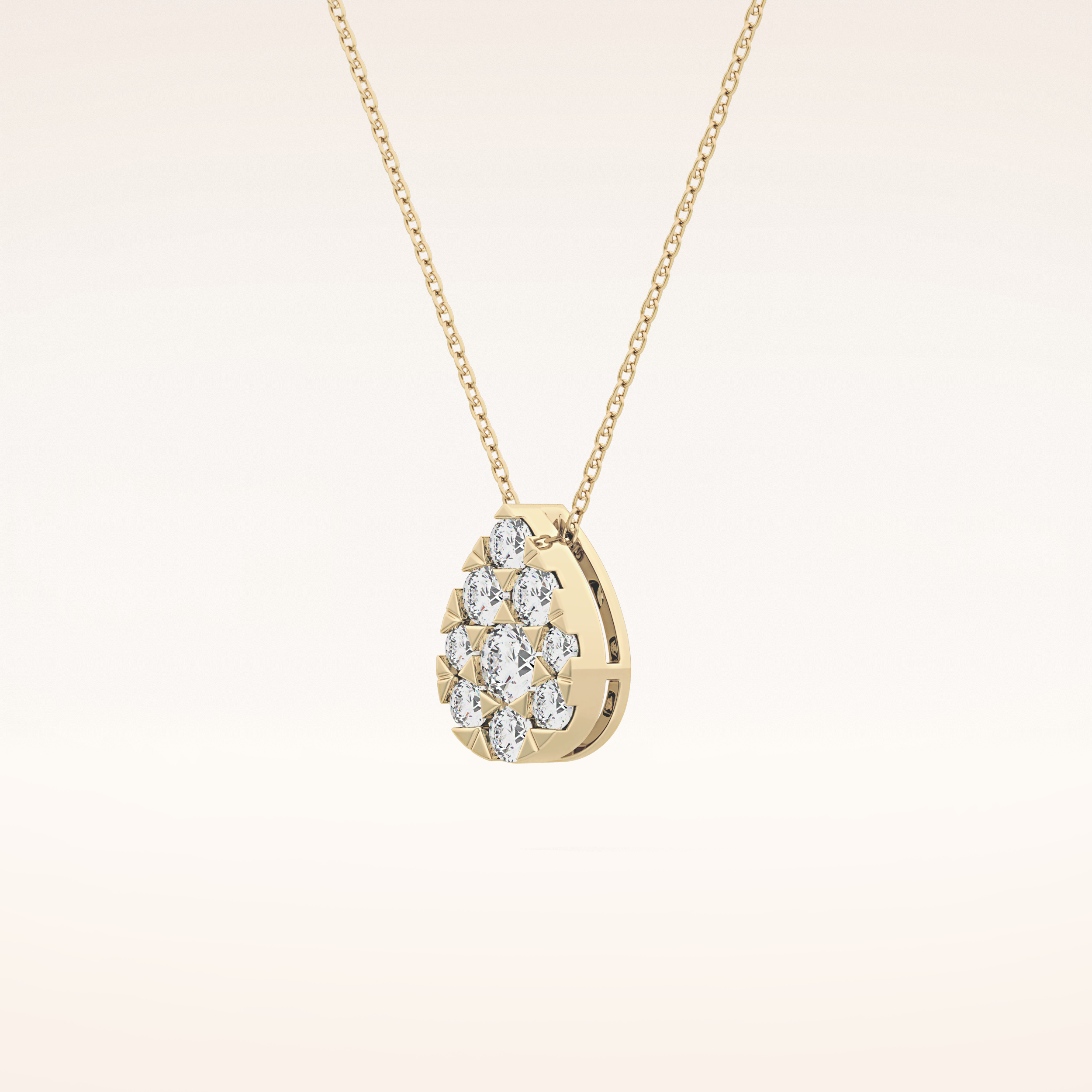 0.67 TCW Round Cut Moissanite Multi Stone Pear Pendant Necklace