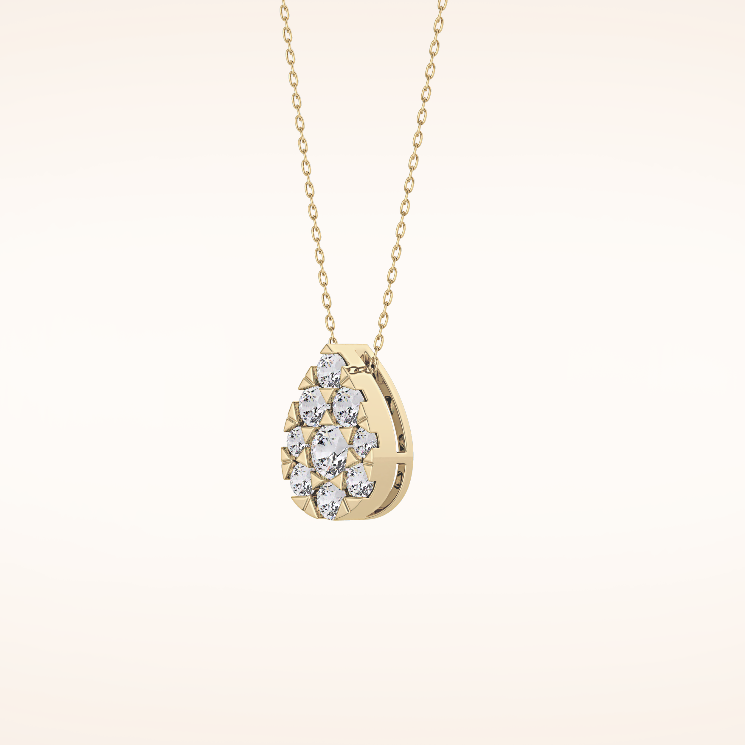0.67 TCW Round Cut Moissanite Multi Stone Pear Pendant Necklace
