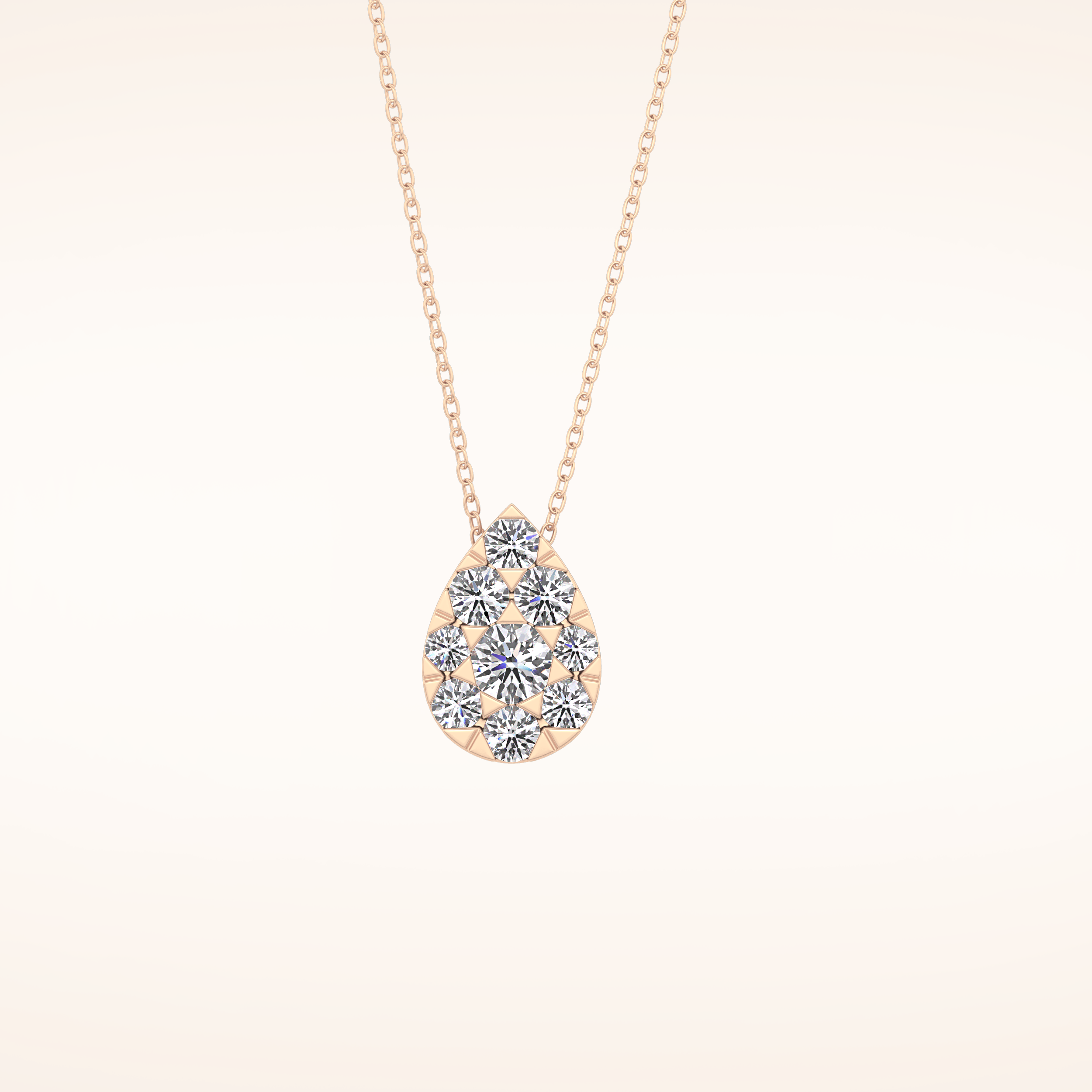0.67 TCW Round Cut Moissanite Multi Stone Pear Pendant Necklace