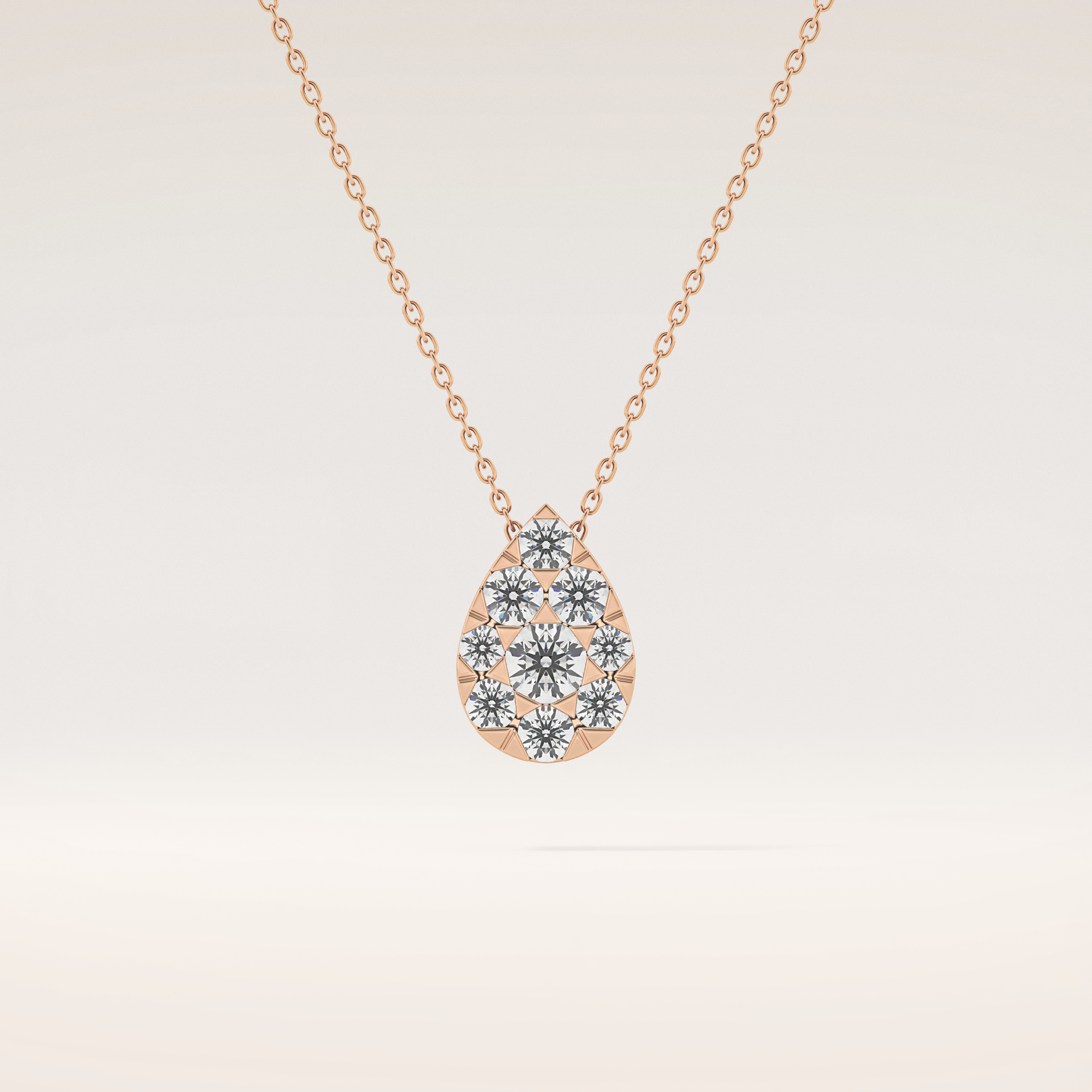 0.67 TCW Round Cut Moissanite Multi Stone Pear Pendant Necklace