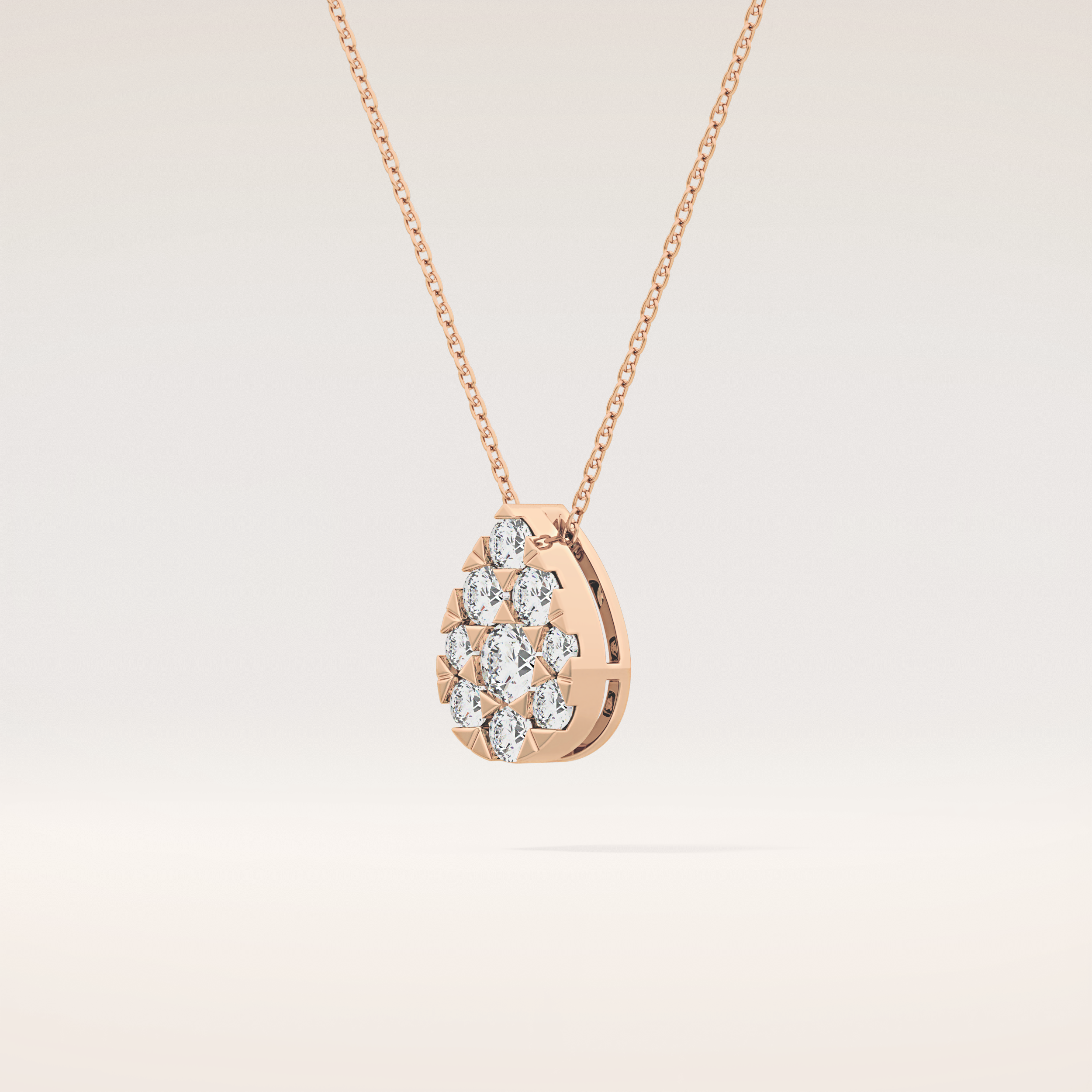 0.67 TCW Round Cut Moissanite Multi Stone Pear Pendant Necklace