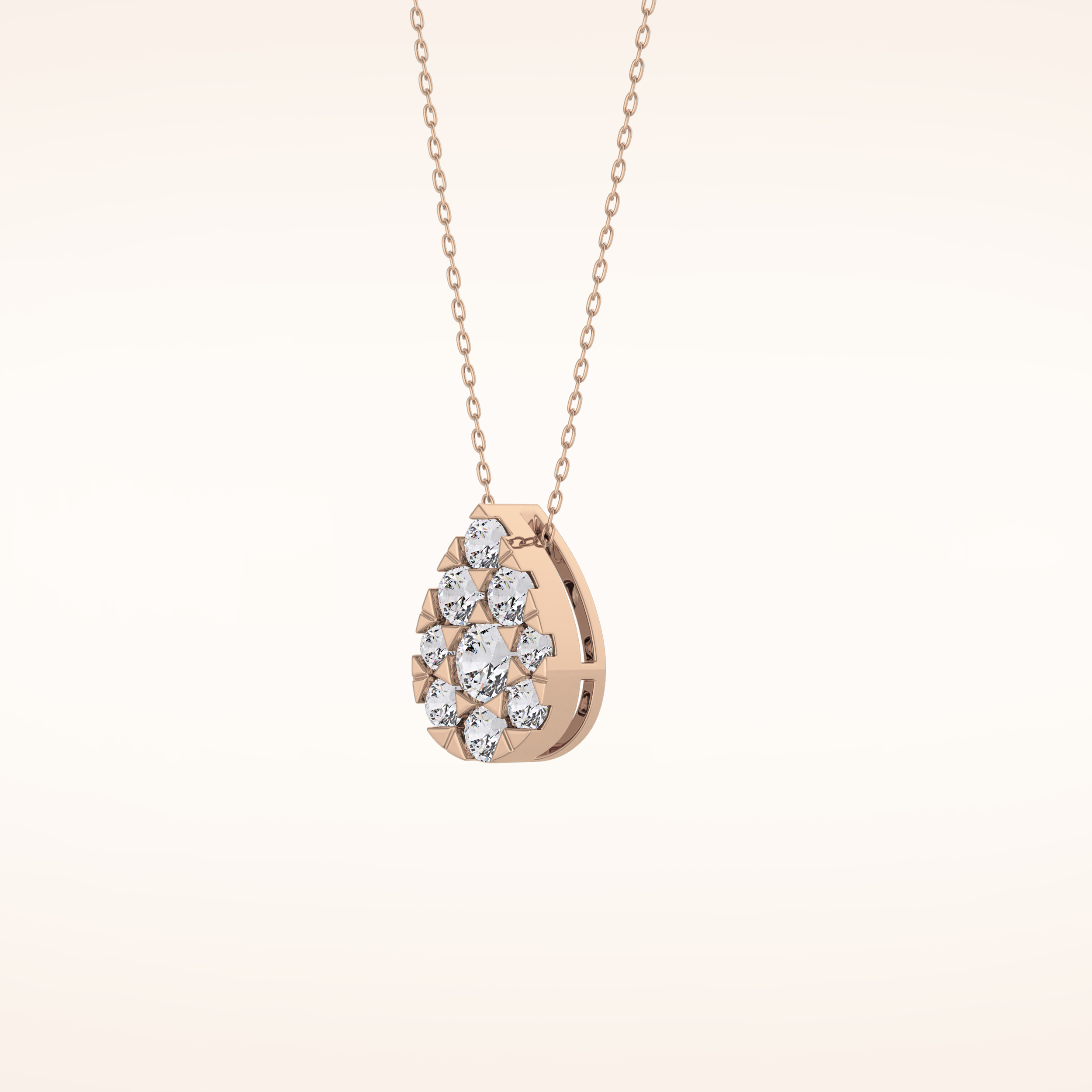 0.67 TCW Round Cut Moissanite Multi Stone Pear Pendant Necklace