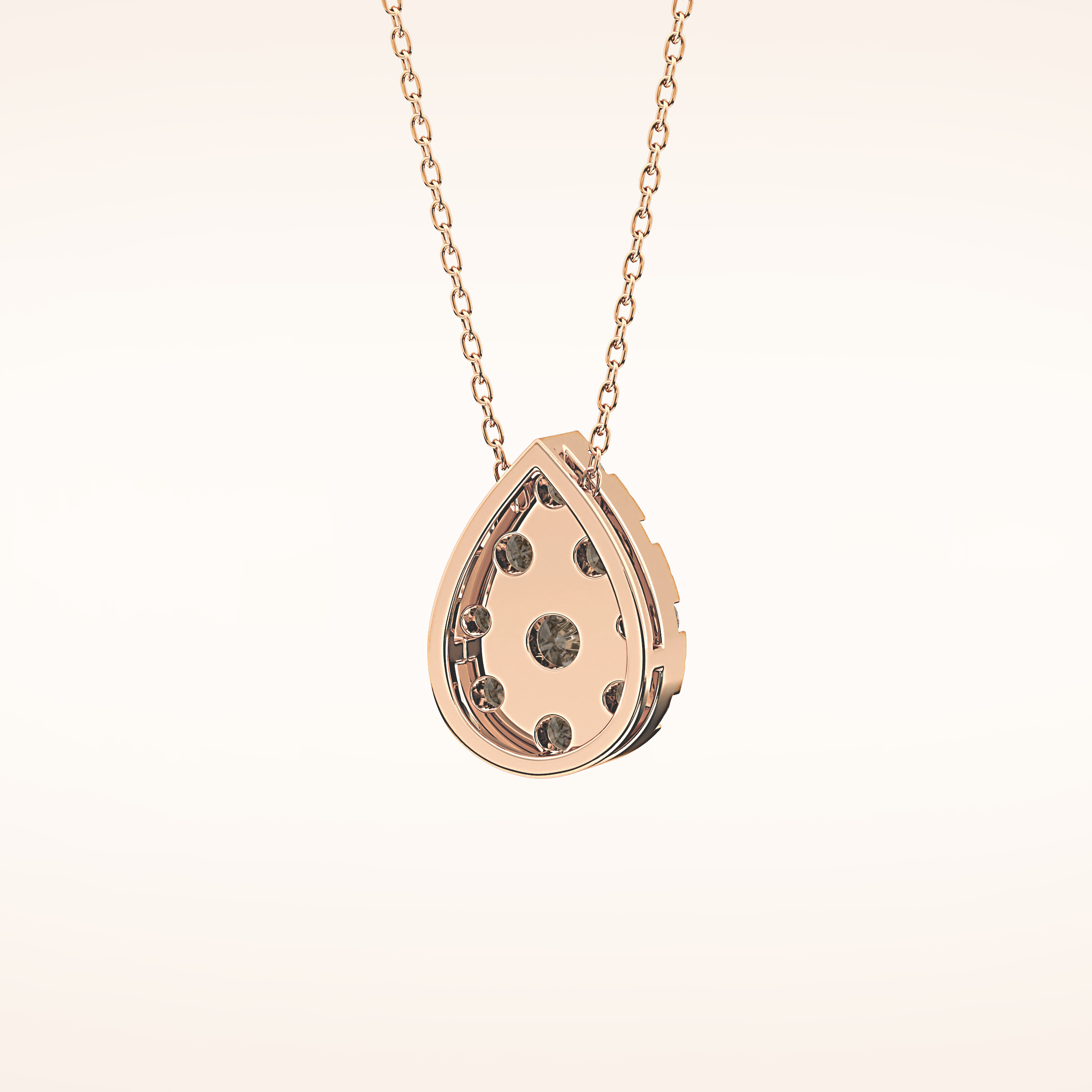 0.67 TCW Round Cut Moissanite Multi Stone Pear Pendant Necklace